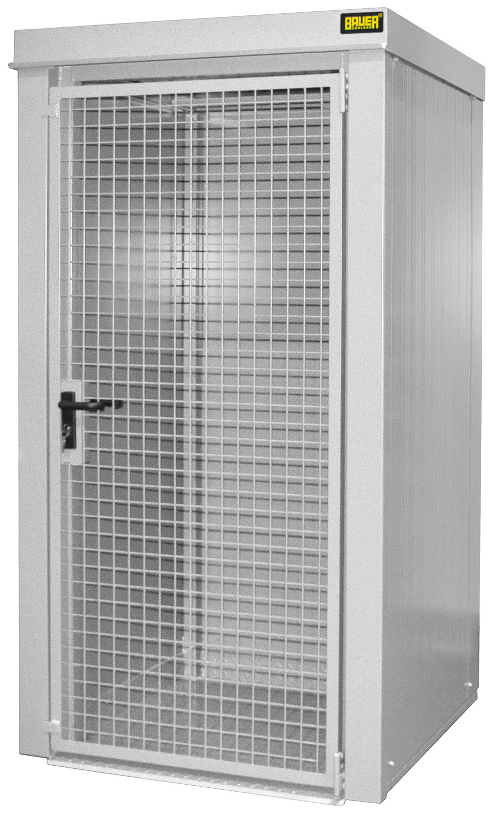 Bauer Gasflaschen-Container Stahl GFC-B M0 - RAL 9002 Gasflaschenlager grauweiß pulverbeschichtet mit Tränenblechboden und Doppelflügeltor - Stahlschrank für 12 Flasche Ø 230 mm (BA-4477-30-0000-18) Bild-01