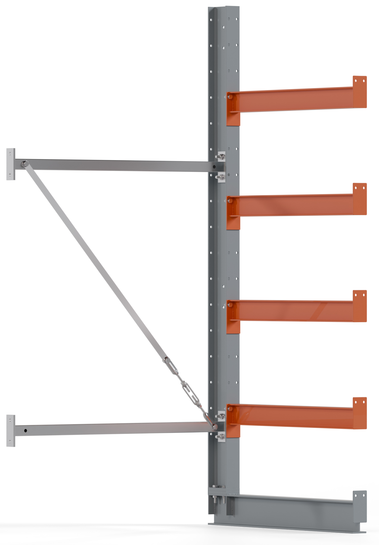 Regalwerk KARL BASIC 1350 Kragarmregal einseitig Anbaufeld 2000 x 1000 x 800 mm Lagerregal mit Kragarmlast 550 kg | Ständerlast 1350 kg - 5 Ebenen | Kragarme frei verstellbar (RW-B6-50101-80) Bild-01