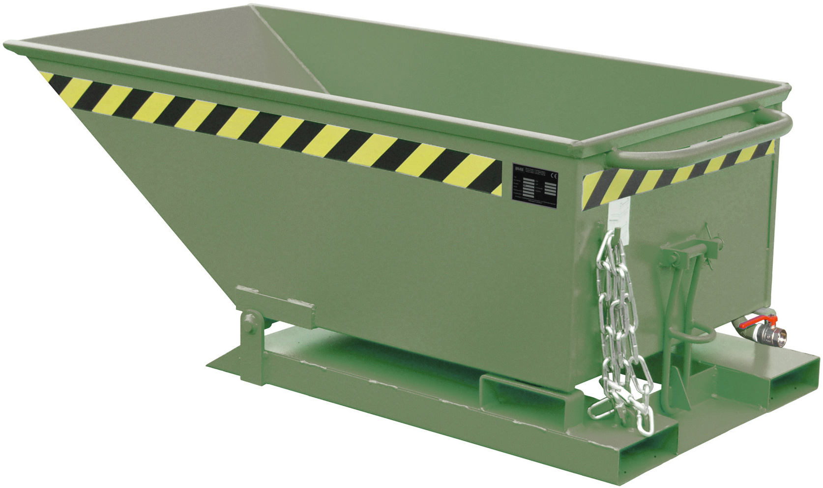 Bauer Muldenkipper SKN-250 - RAL 6011 Kippmulde 250 Liter für Stapler mit Ablasshahn - Schuttmulde resedagrün pulverbeschichtet (BA-4541-13-0000-4) Bild-01