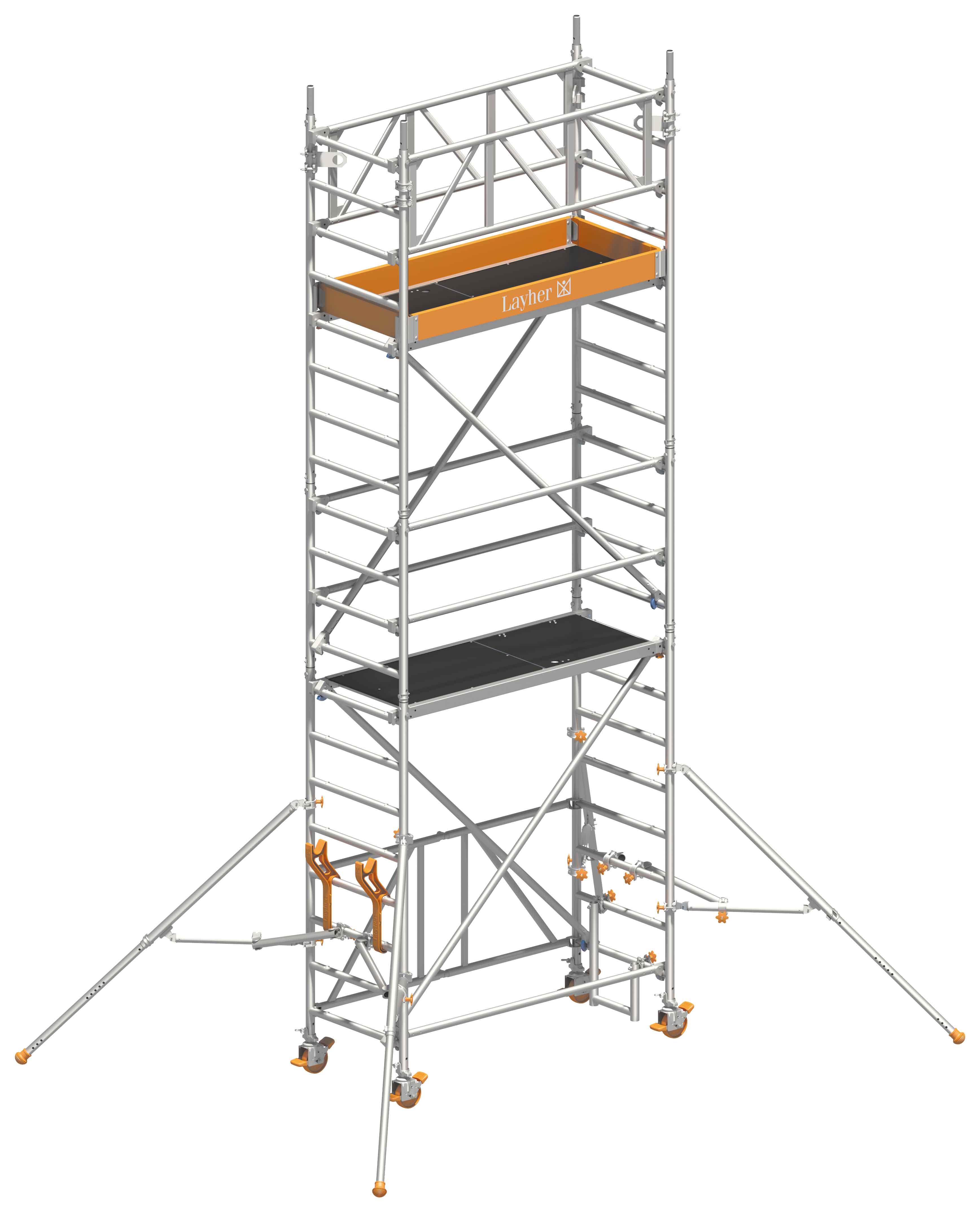 Layher Bewehrungsgerüst fahrbar 1,80 x 0,75 x 5,37 m Fahrbare Schalungsbühne mit Kranösen und Gerüststützen - Sicherheitsaufbau P2 (LS-1408.004) Bild-01