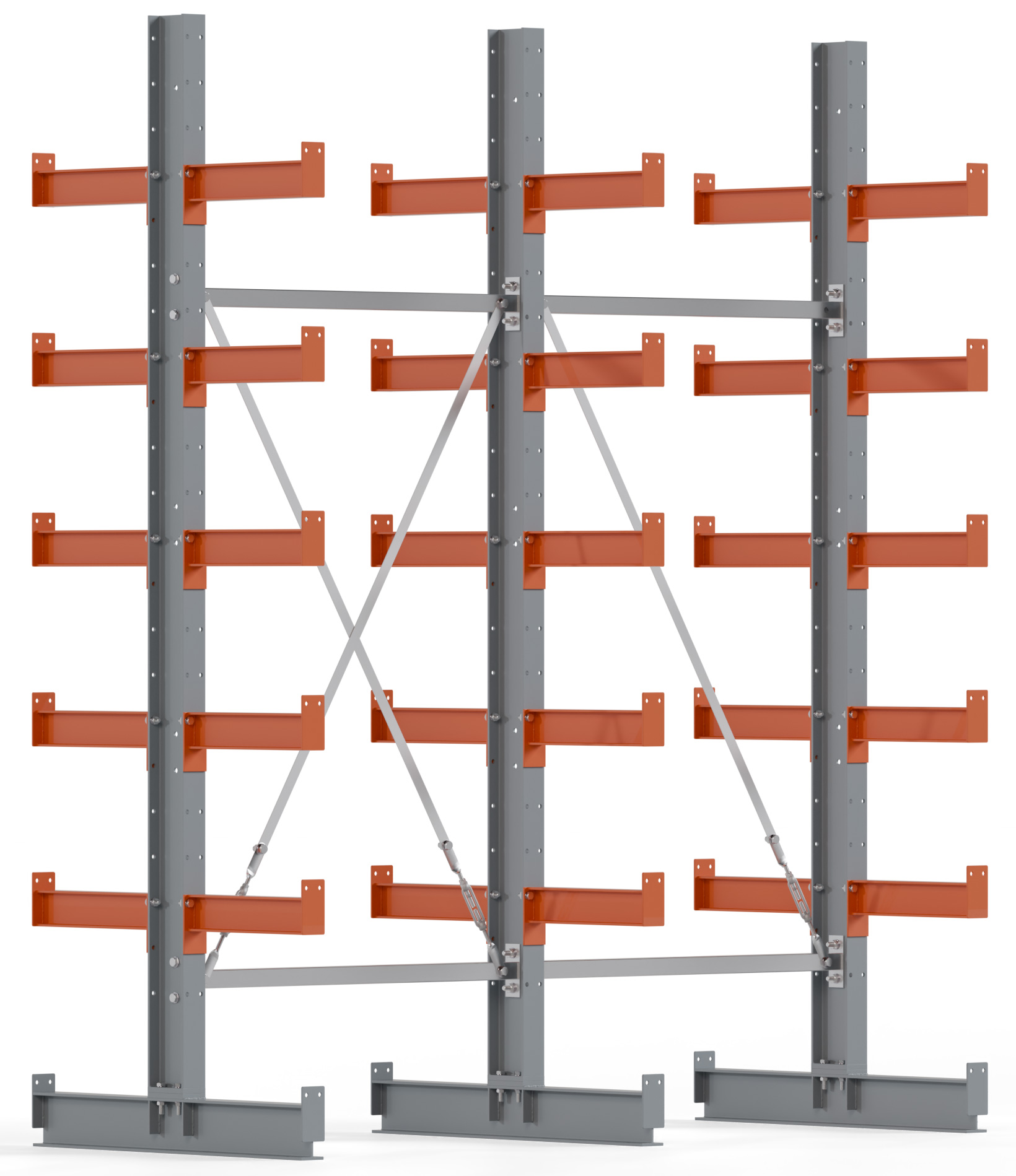 Regalwerk KARL BASIC 2500 Kragarmregal doppelseitig Komplettset 2500 x 2000 x 400 mm Lagerregal 2 Felder mit Kragarmlast 1100 kg | Ständerlast 2500 kg - 2x6 Ebenen | Kragarme frei verstellbar (RW-B6-50210-40-S1) Bild-01