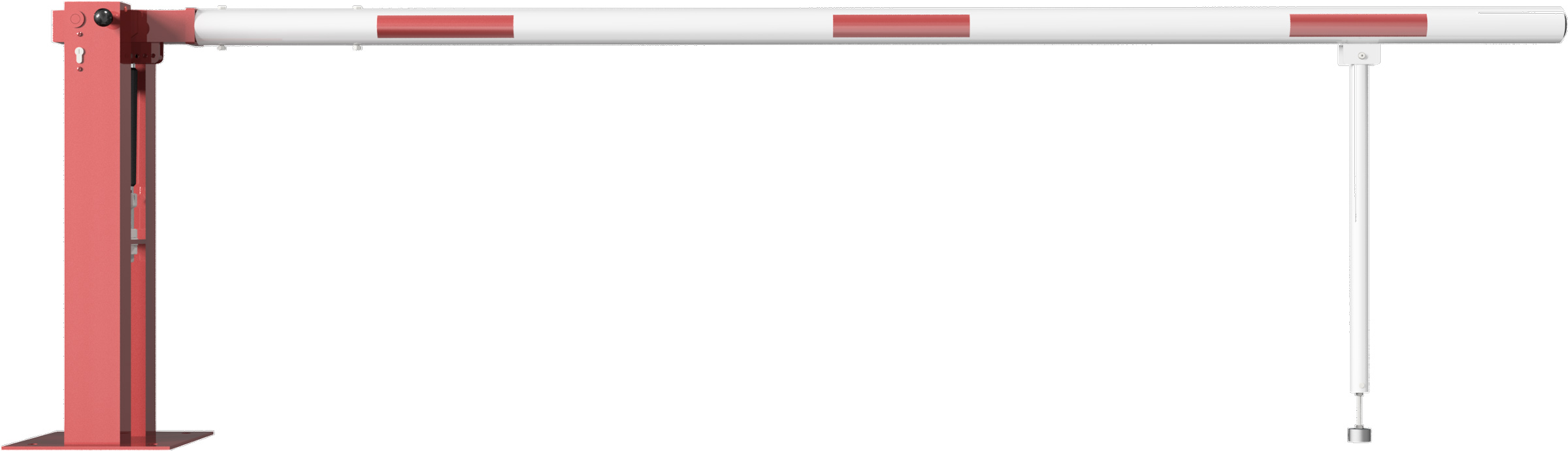 Schake Schranke mit Gasdruckfeder und Pendelstütze - Schrankenbaum Ø 80 mm ODP - 3000 mm