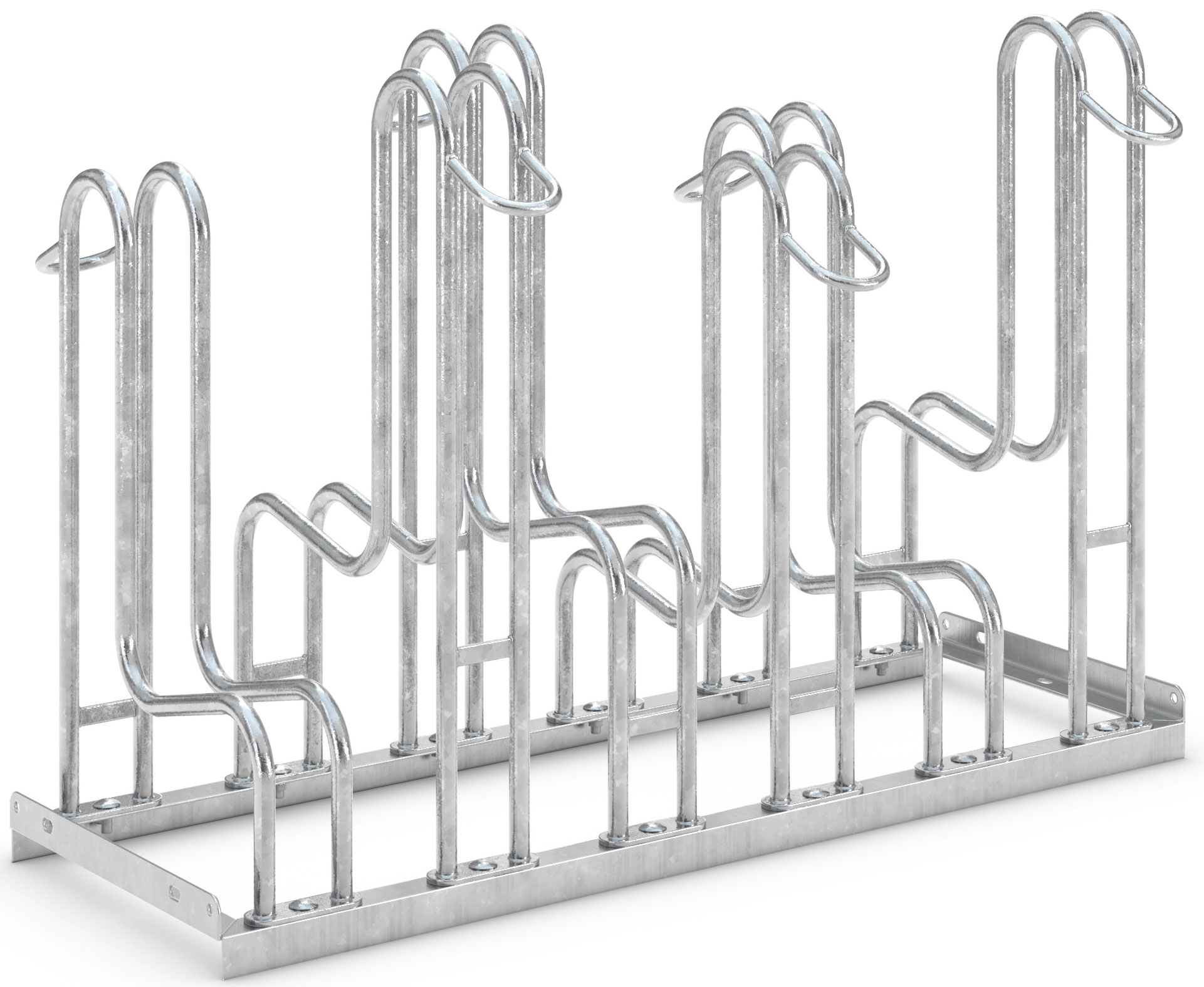 WSM Fahrradständer Standparker 4156 Stahl - 6 Einstellplätze Fahrradparker zweiseitig befahrbar schmal - Radabstand 350 mm - Bügelparker Stahl verzinkt  (WSM-105800018) Bild-01