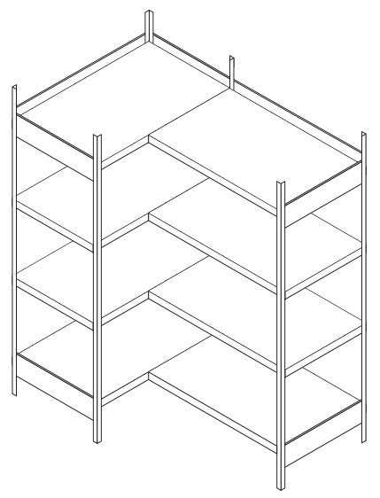 FLADAFI Lagerregal für Thermocontainer IC Pro | IC Pro Kombi - Eckregal Regal mit 4 Fachböden je 150 kg Traglast - Fachbodenregal für alle Container der Serie IC Pro | IC Pro Kombi (SB-F21194) Bild-01