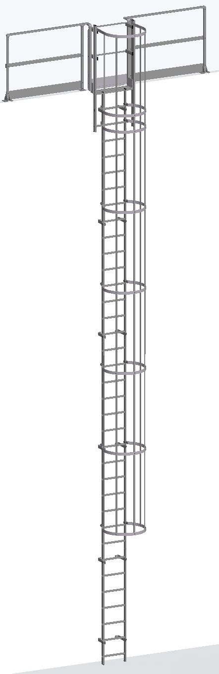 Hymer Steigleiter bauliche Anlage einzügig mit Rückenschutz Alu - 11,13 m  Ortsfeste Steigleiter für bauliche Anlagen nach DIN 18799-1 (HY-CID000238000) Bild-01