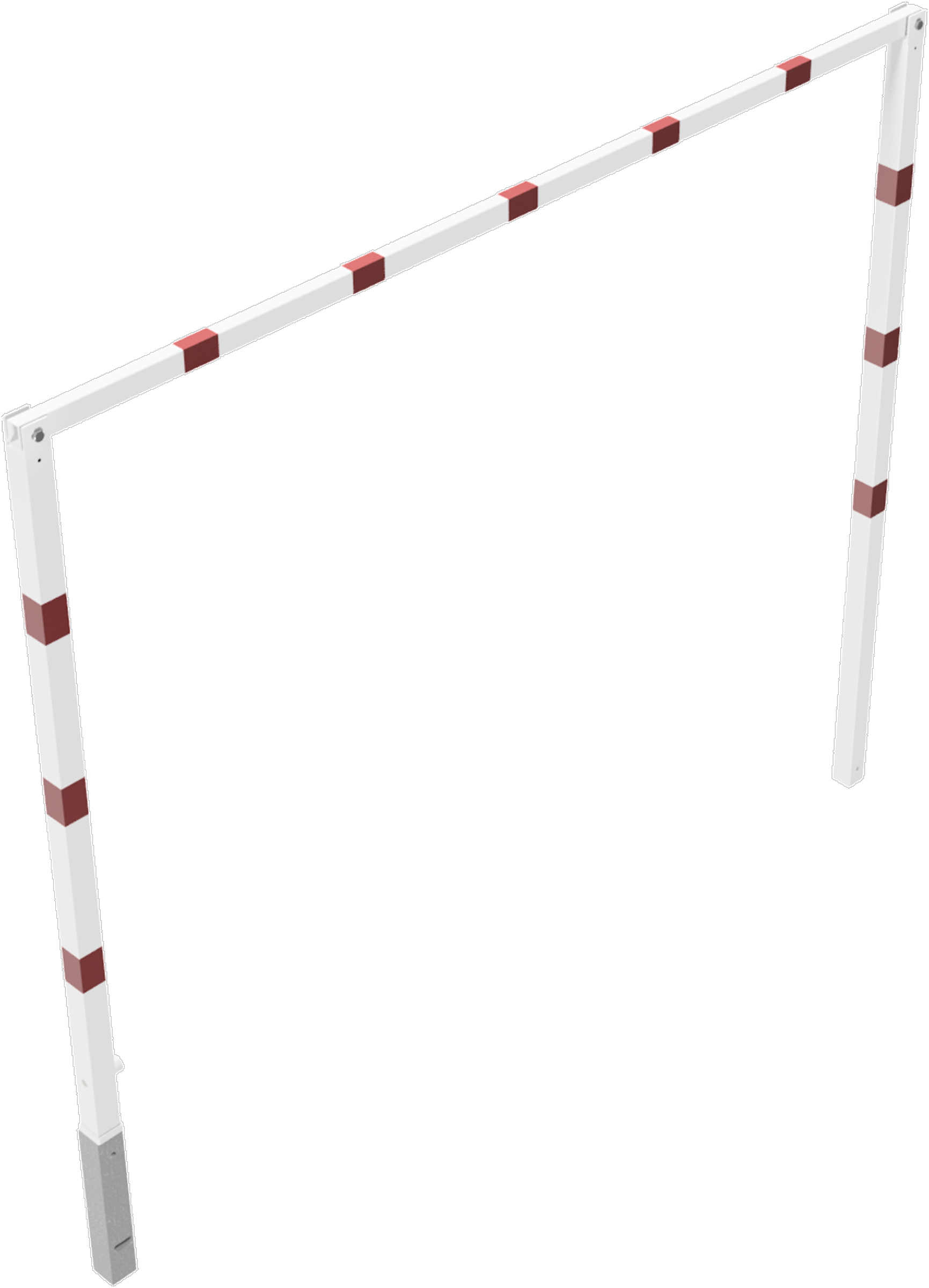 Schake Höhenbegrenzer schwenkbar - 2 Standpfosten Stahl OE 70 x 70 mm weiß | rot - 3000 mm