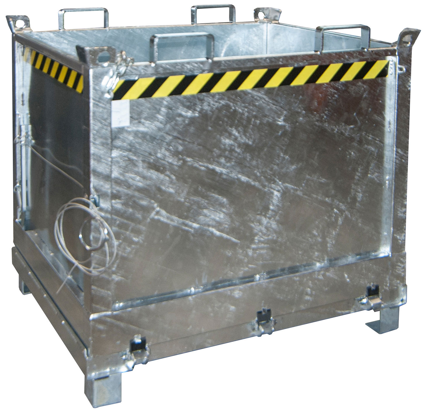 Bauer Klappbodenbehälter FB-1000 - verzinkt Transportbehälter 1000 Liter für Stapler - Container mit Klappboden Stahl verzinkt (BA-4417-33-6000-7) Bild-01