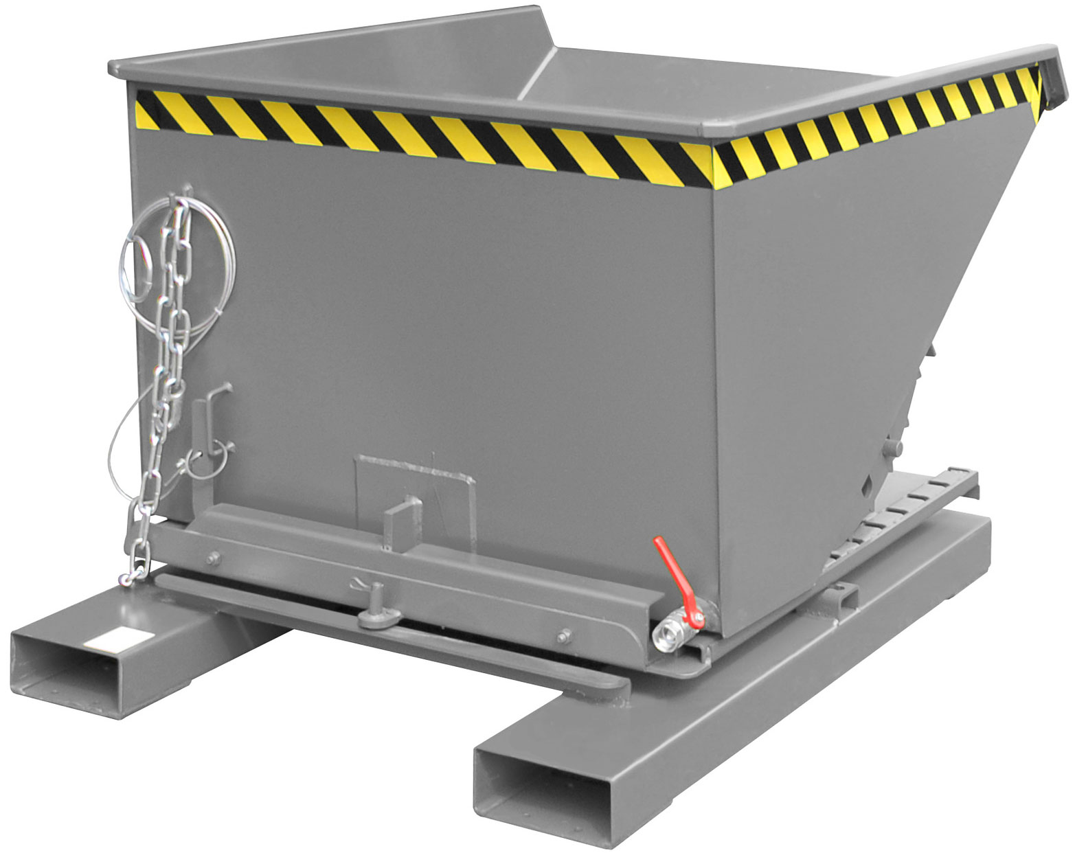 Bauer Abrollkipper S3S-600 - RAL 7005 Kippmulde 600 Liter mit 3-seitiger Kippfunktion und Ablasshahn für Stapler - Schuttmulde mausgrau pulverbeschichtet (BA-4498-73-0000-5) Bild-01