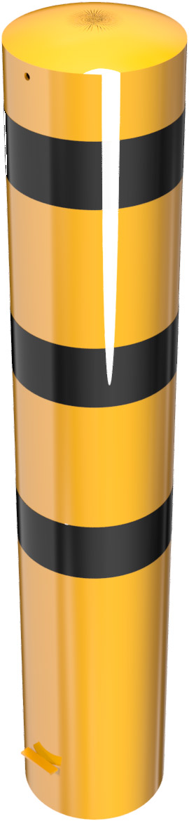 Schake Stahlrohrpoller OE Ø 273 mm gelb | schwarz - 1,50 m Pfosten ortsfest zum Einbetonieren (SK-40271BG) Bild-01