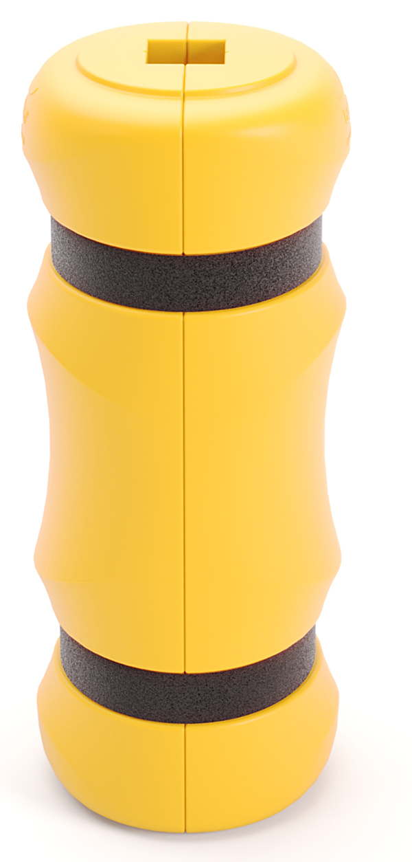 boplan Pfeilerschutz KP Protector 100 gelb Ø 450 mm  - 1100 mm Pfostenschutz aus Kunststoff - passend für 80 oder 100 mm Schenkellänge | Rexilene Kantenschutz  2-teilig mit Steckverbindung RAL 1003 (BP-PPKP1000-1100-S200YE) Bild-01