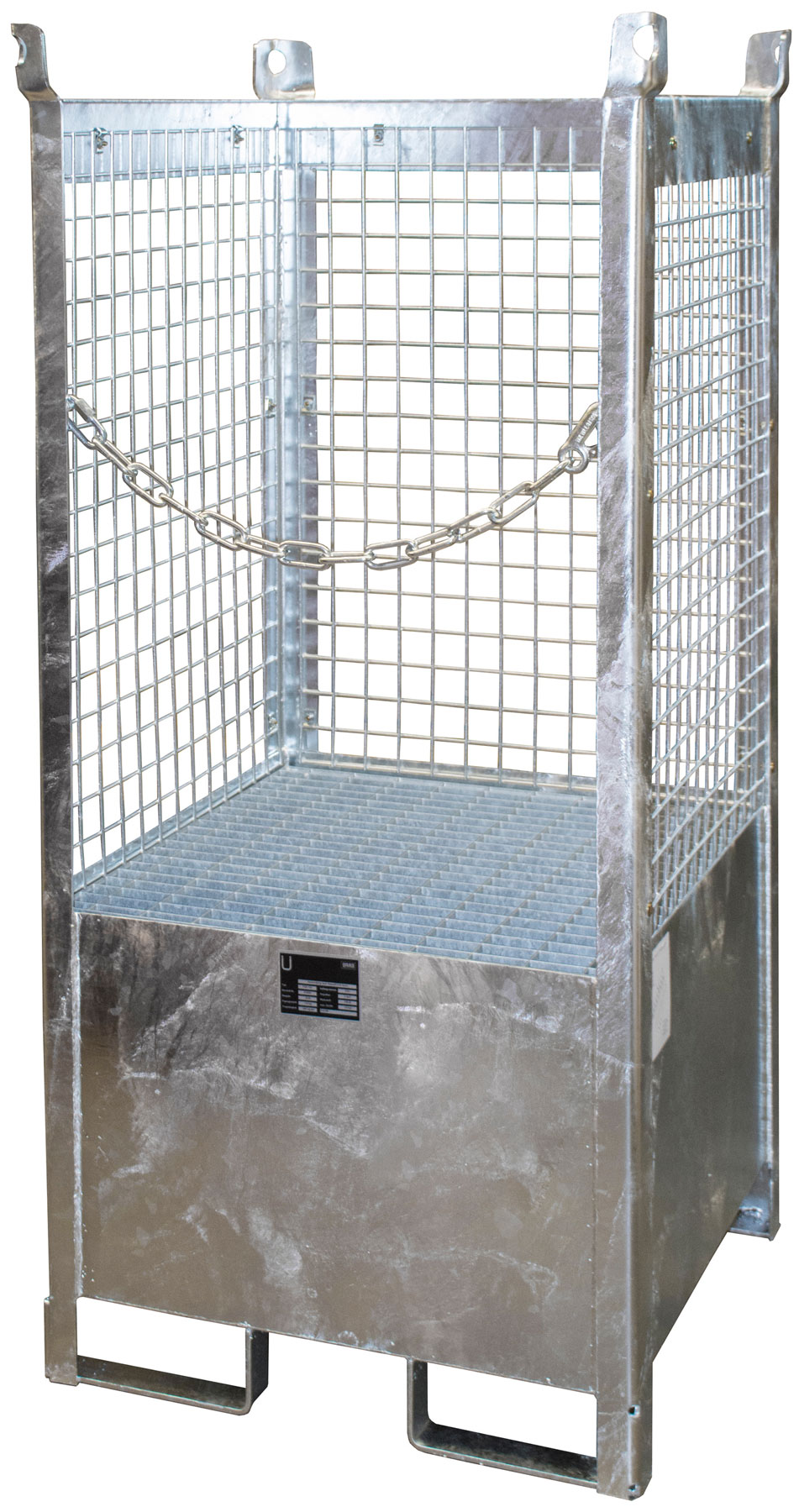 Bauer Fass-Stapelpalette Stahl FSP-1|D - verzinkt Transportgestell verzinkt mit Auffangwanne und Drahtgitterwänden - Stapelgestell für 1 Fass 200 Liter (BA-4442-06-0000-7) Bild-01