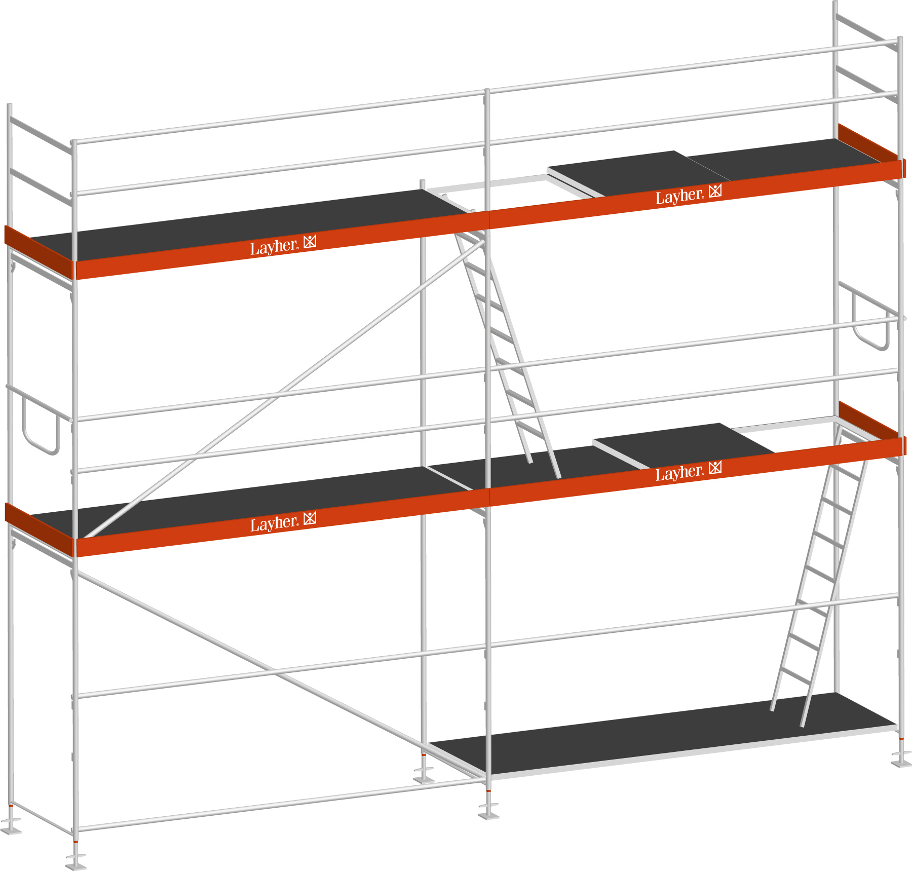 Layher Blitz Gerüst 70 Stahl mit Robustboden 32 m²
