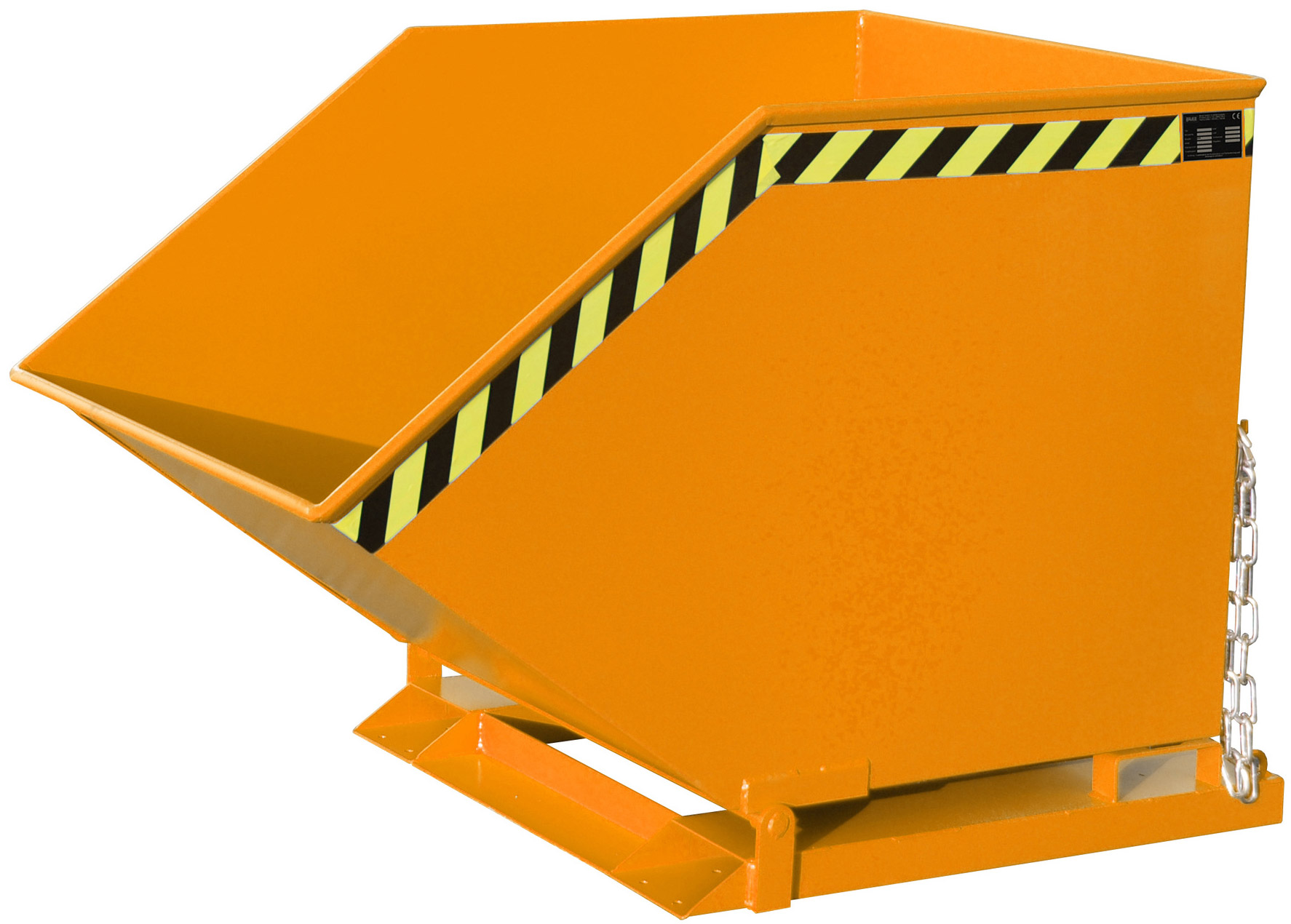 Bauer Muldenkipper SKK-800 - RAL 2000 Kippmulde 800 Liter für Stapler mit Ablasshahn - Schuttmulde gelborange pulverbeschichtet (BA-4541-11-0000-1) Bild-01