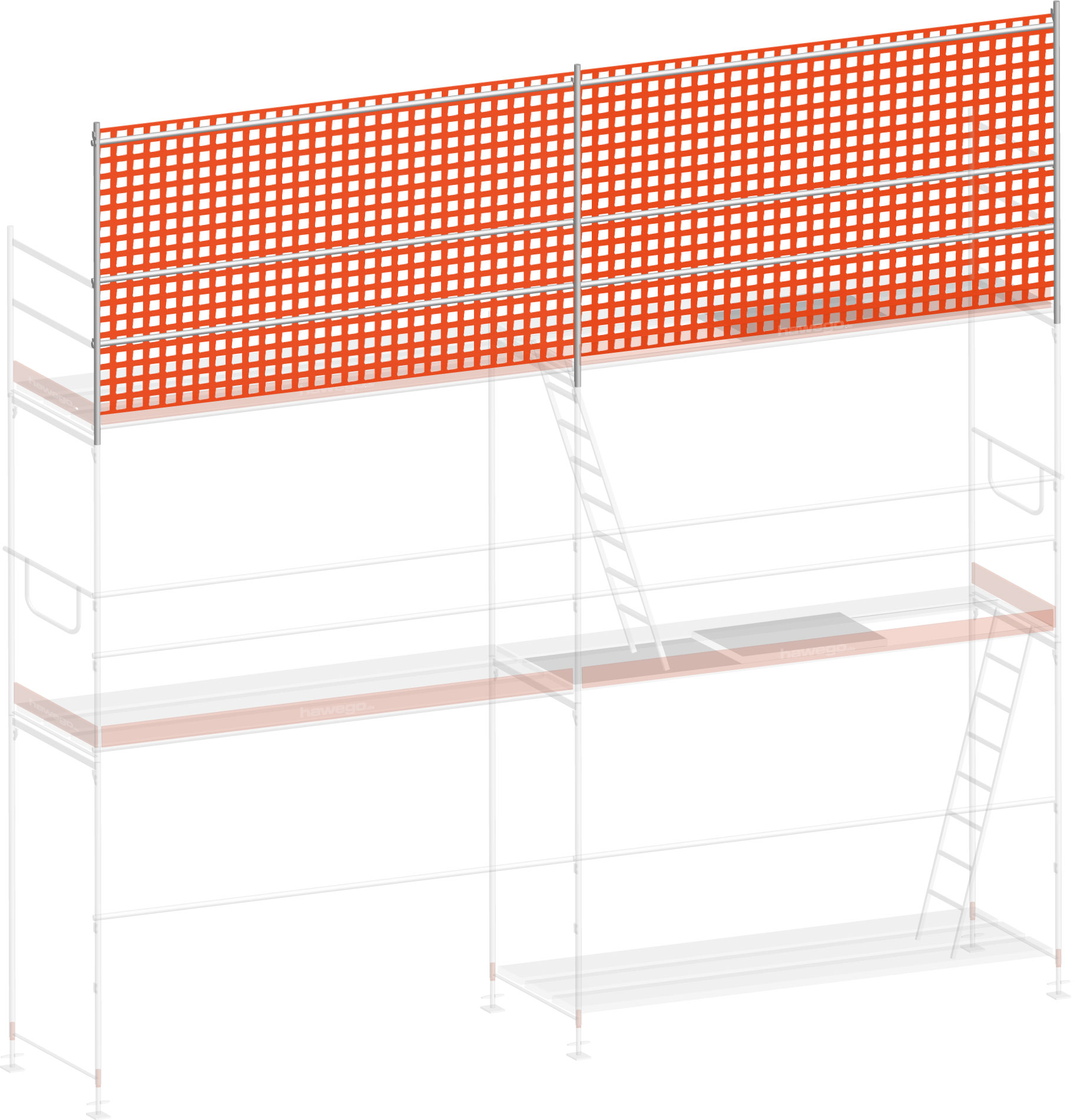 Layher Blitz Dachfanggerüst-Aufsatz ohne Konsole - 6,14 m Erweiterung Dachfangschutz mit Fangnetz für Layher Fassadengerüst - Feldlänge 3,07 m (LG-307-000-0614) Bild-01