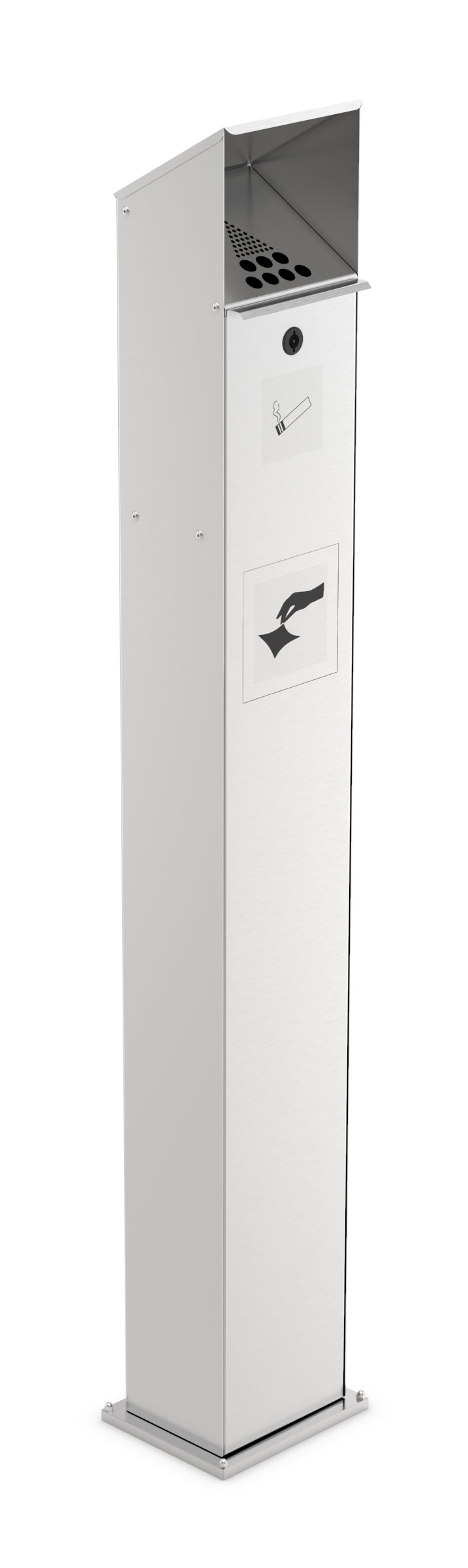WSM Überdachung Ascher Block - 5 Liter - Edelstahl Rundascher Edelstahl | freistehend - ortsfest Bodenplatte zum Aufdübeln (WSM-106300149) Bild-01