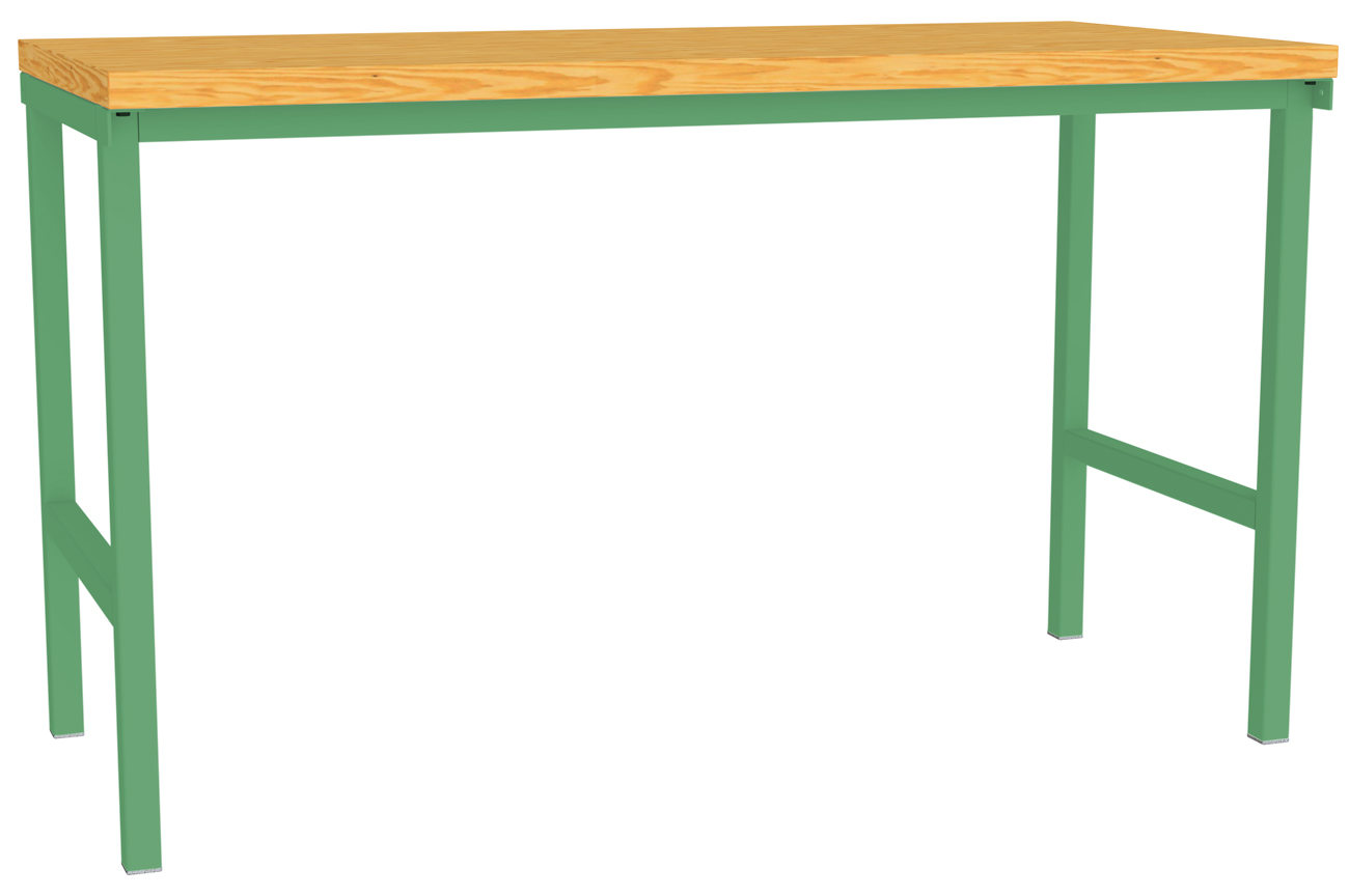 Pavoy Werktisch Modell 580 - 1500 x 700 x 900 mm | offen - RAL 6011 Werkbank Stahl mit Multiplexplatte 40 mm | Traglast 1250 kg - Gestell resedagrün (PA-58580-150-000-611) Bild-01