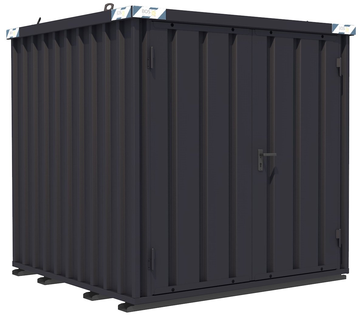 BOS Metallgerätehaus hawego PLUS 2100 x 2100 x 2100 mm tiefschwarz - 2-flügelige Tür auf 2 m Seite Gartenhaus mit Tür 1750 x 1890 mm - pulverbeschichtet RAL 9005 - inkl. umfangreichem Zubehör (BOS-SC3000-2x2-SZ-HP9005) Bild-01