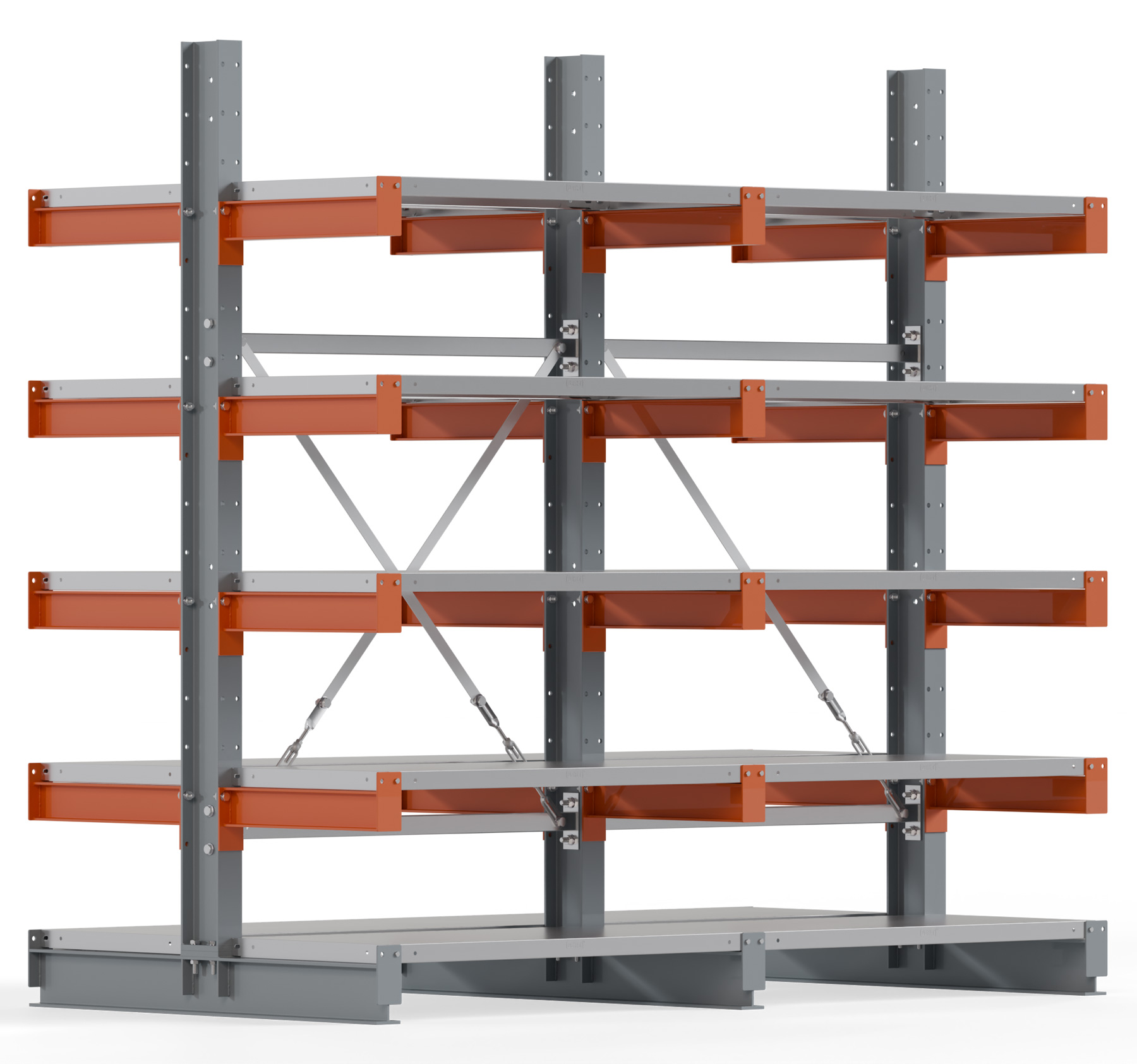 Regalwerk KARL BASIC 2150 Kragarmregal Stahlboden doppelseitig Komplettset 2000 x 2000 x 500 mm Lagerregal 2 Felder mit Kragarmlast 870 kg | Ständerlast 2150 kg - 2x5 Ebenen mit Fachböden | Kragarme frei verstellbar (RW-B6-54110-50-S1) Bild-01