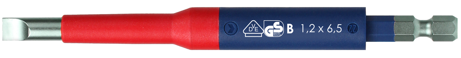 Felo VDE SAFETY Bit E 6,3 Schlitz SL 6,5 x 1,2 x 125 IEC SAFETY Schlitz Schrauben Bit | Einsatzbereich bis 10.000 V geprüft nach DIN EN IEC 60900:2018 (FL-3061590) Bild-01