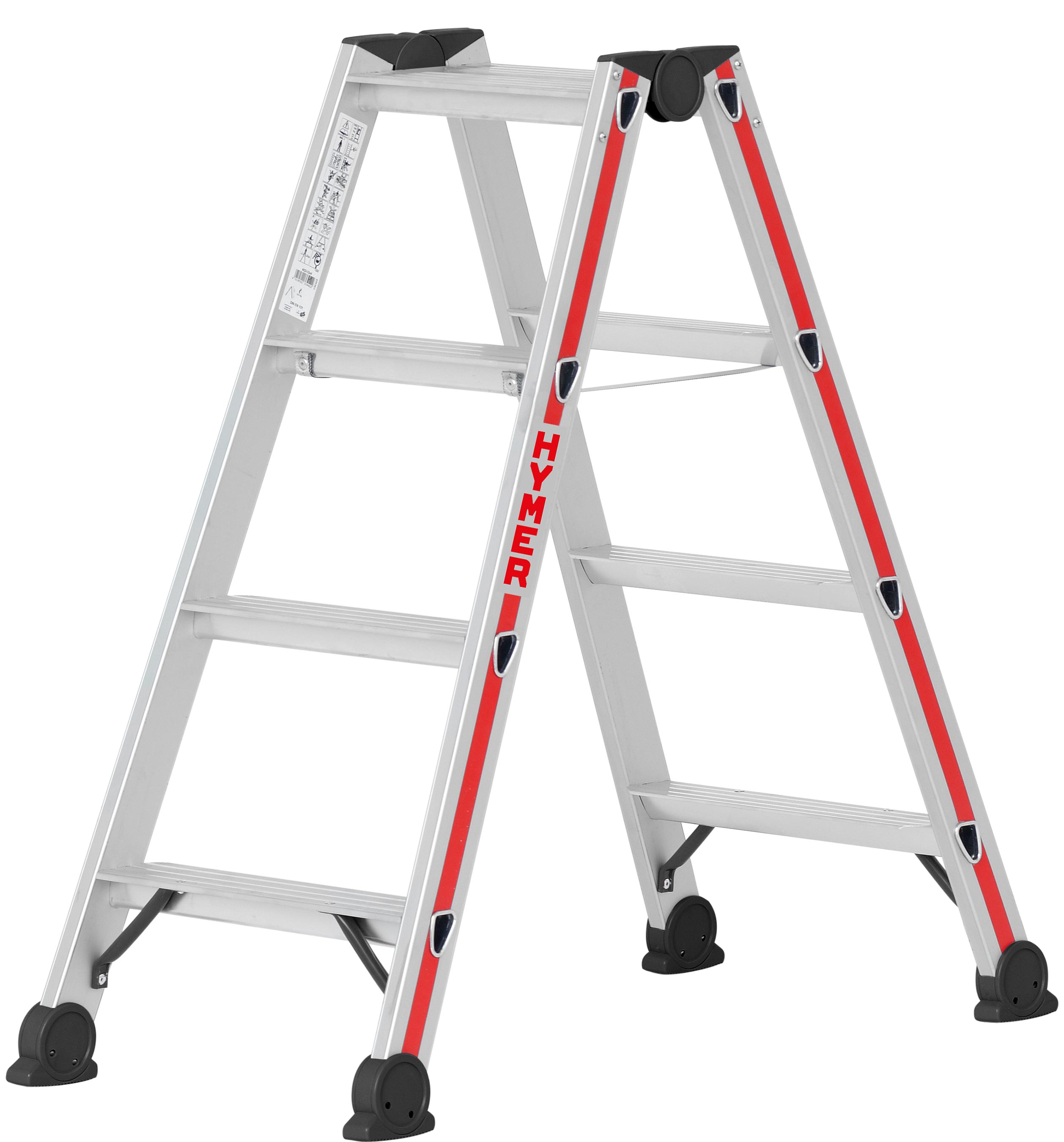 Hymer Stehleiter SC 40 Alu 2x4 Stufen Leiter beidseitig begehbar - Handwerkerprogramm (HY-402408) Bild-01