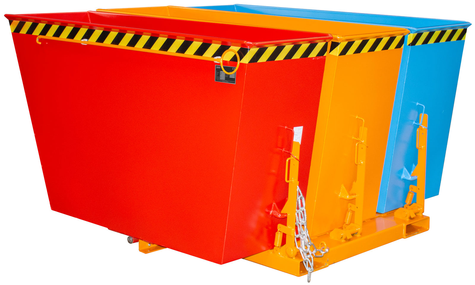 Bauer Kipptonne TRIO-600 - RAL 2000 Müllkipper mit 3 Kammern je 600 Liter für Stapler - Schuttmulde mehrfarbig pulverbeschichtet (BA-4480-01-0000-1) Bild-01