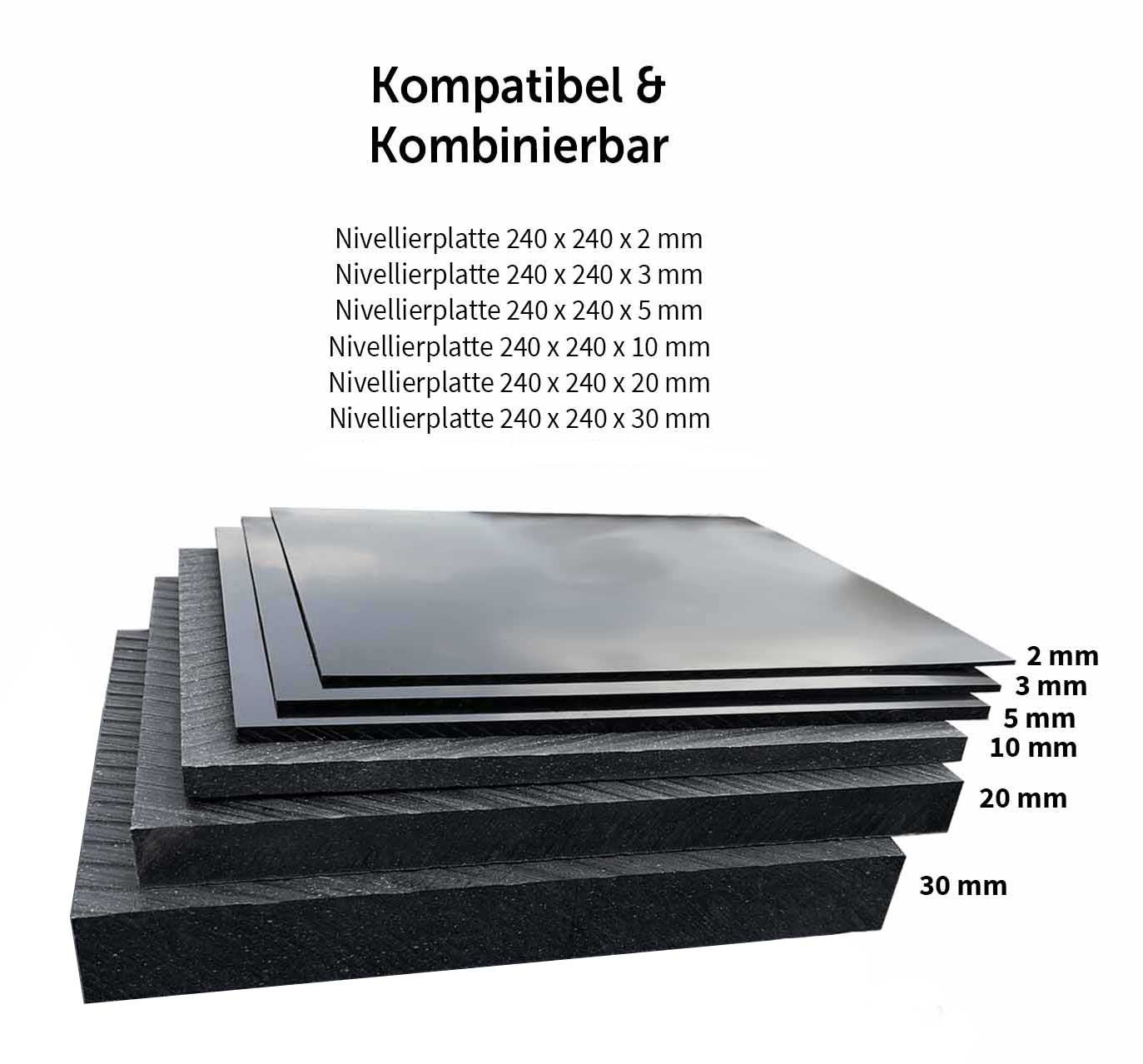 hawego Nivellierplatte | Distanzplatte 240 x 240 x 2 mm Kunststoffplatte zur Unterpallung -  Lastverteilungsplatte mit Oberfläche glatt / glatt (HW-NP-240-240-2) Bild-04