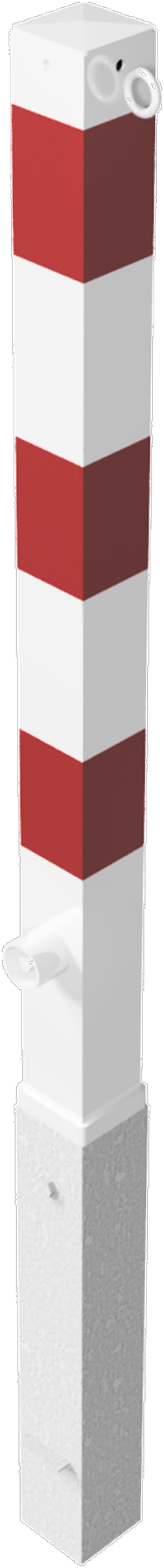 Schake Absperrpfosten HD 70 x 70 mm mit 2 Ösen weiß | rot