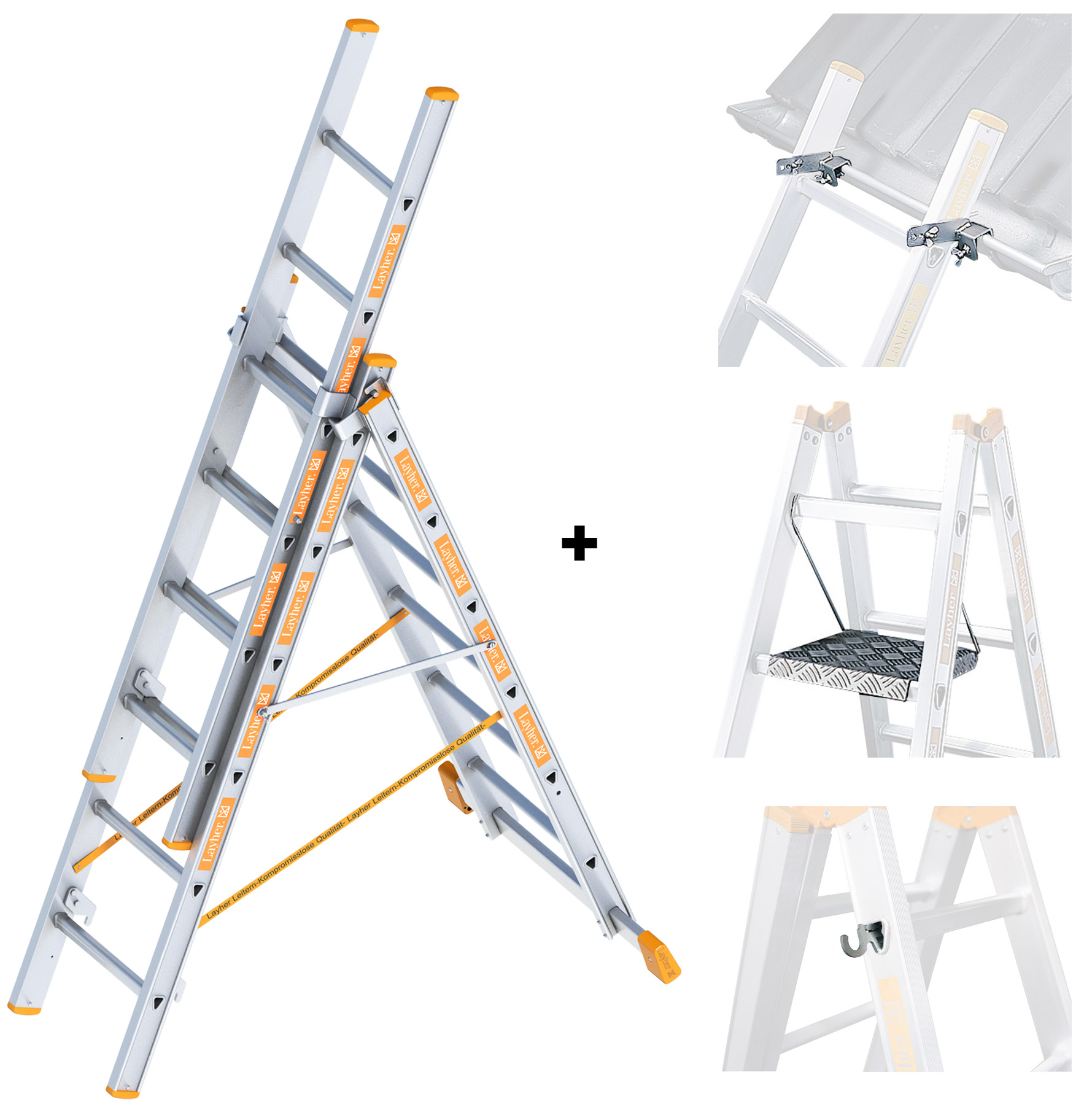 Layher Allzweckleiter Alu 3-teilig Sprossen - hawego PLUS Set