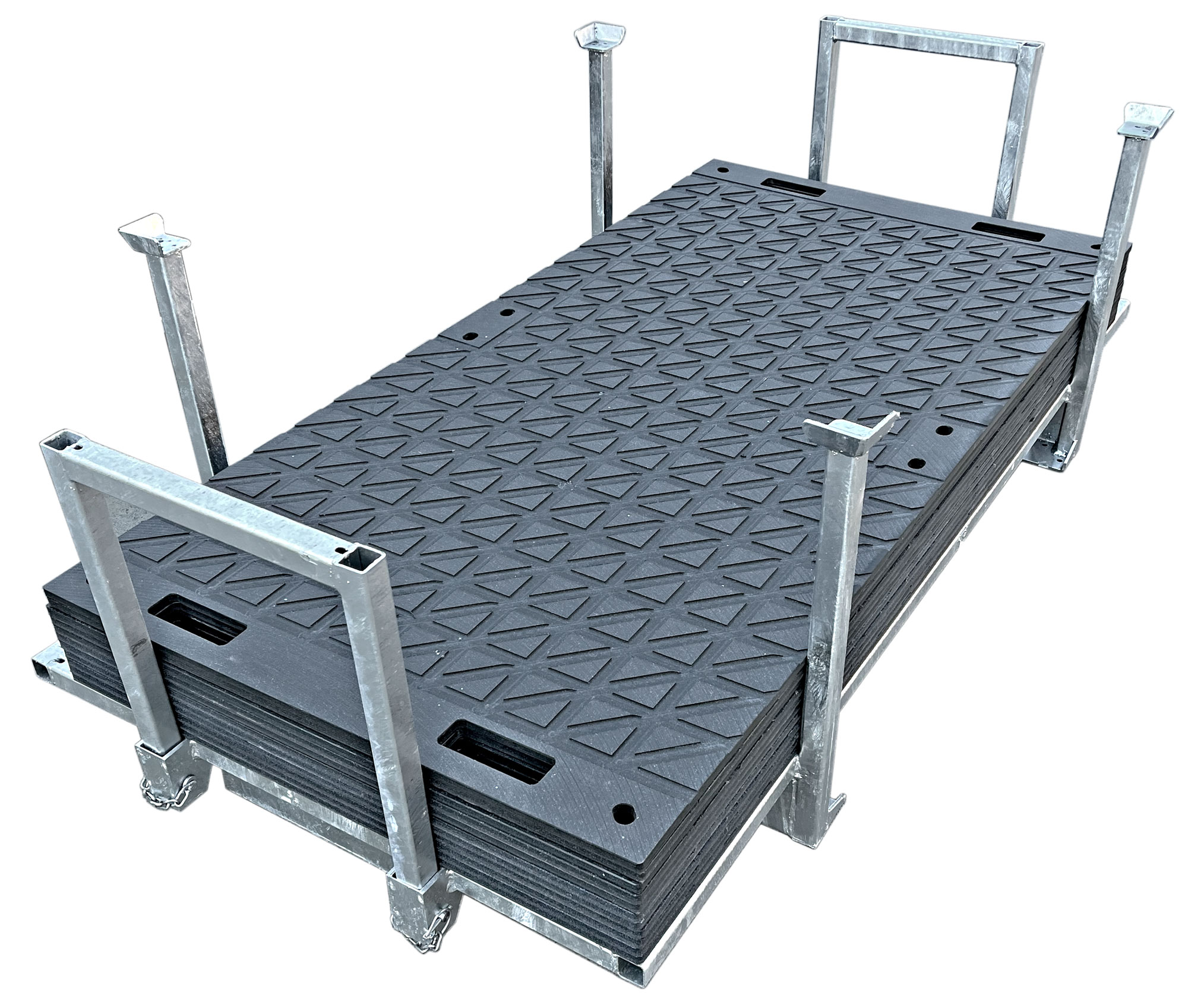 hawego Fahrplatten-Set Pro 15 mm - 20 m² 10 Schutzmatten Pro 2000 x 1000 x 15 mm | Transportbox | 20 Verbindungsklammern (HW-PRO-2000-1000-15-2R-SET10) Bild-01