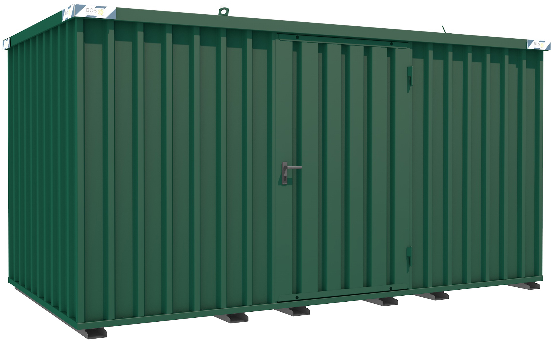 BOS Metallgerätehaus hawego PLUS 4100 x 2100 x 2100 mm moosgrün - 1-flügelige Tür auf 4 m Seite Gartenhaus mit Tür 1150 x 1890 mm - pulverbeschichtet RAL 6005 - inkl. umfangreichem Zubehör (BOS-SC3000-4x2-LE-HP6005) Bild-01