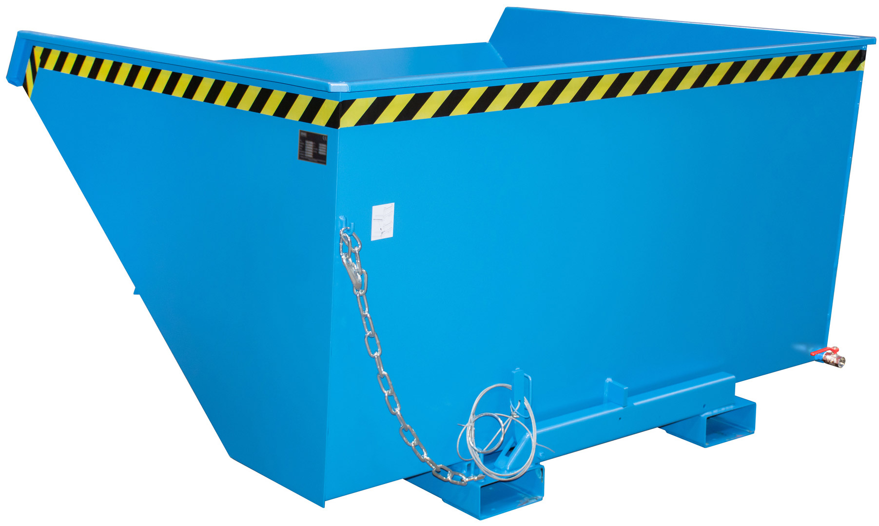 Bauer Abrollkipper EXPO-E-2100 - RAL 5012 Kippmulde 2100 Liter mit Ablasshahn für Stapler - Schuttmulde lichtblau pulverbeschichtet (BA-4498-55-0000-3) Bild-01