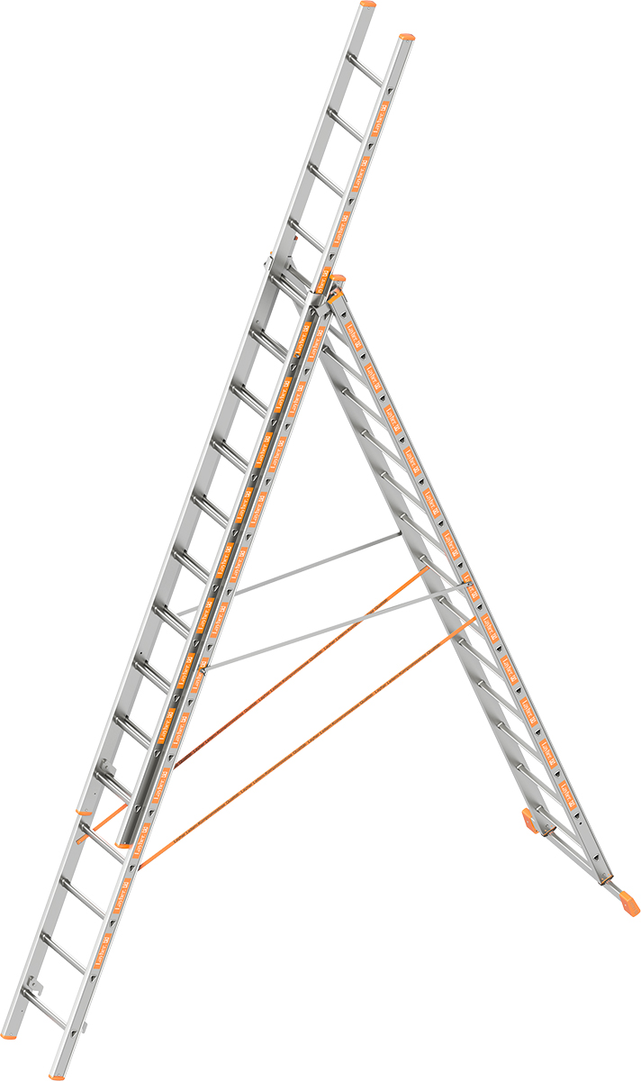 Layher Allzweckleiter Alu 3-teilig 3x14 Sprossen - hawego PLUS Set