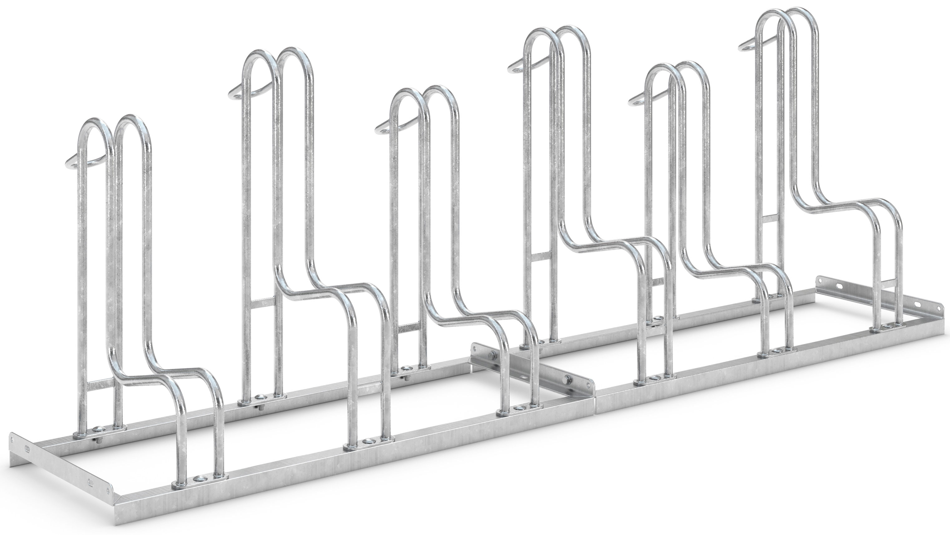 WSM Fahrradständer Standparker 4056 Stahl - 6 Einstellplätze Fahrradparker zweiseitig befahrbar schmal - Radabstand 350 mm - Bügelparker Stahl verzinkt  (WSM-105800006) Bild-01