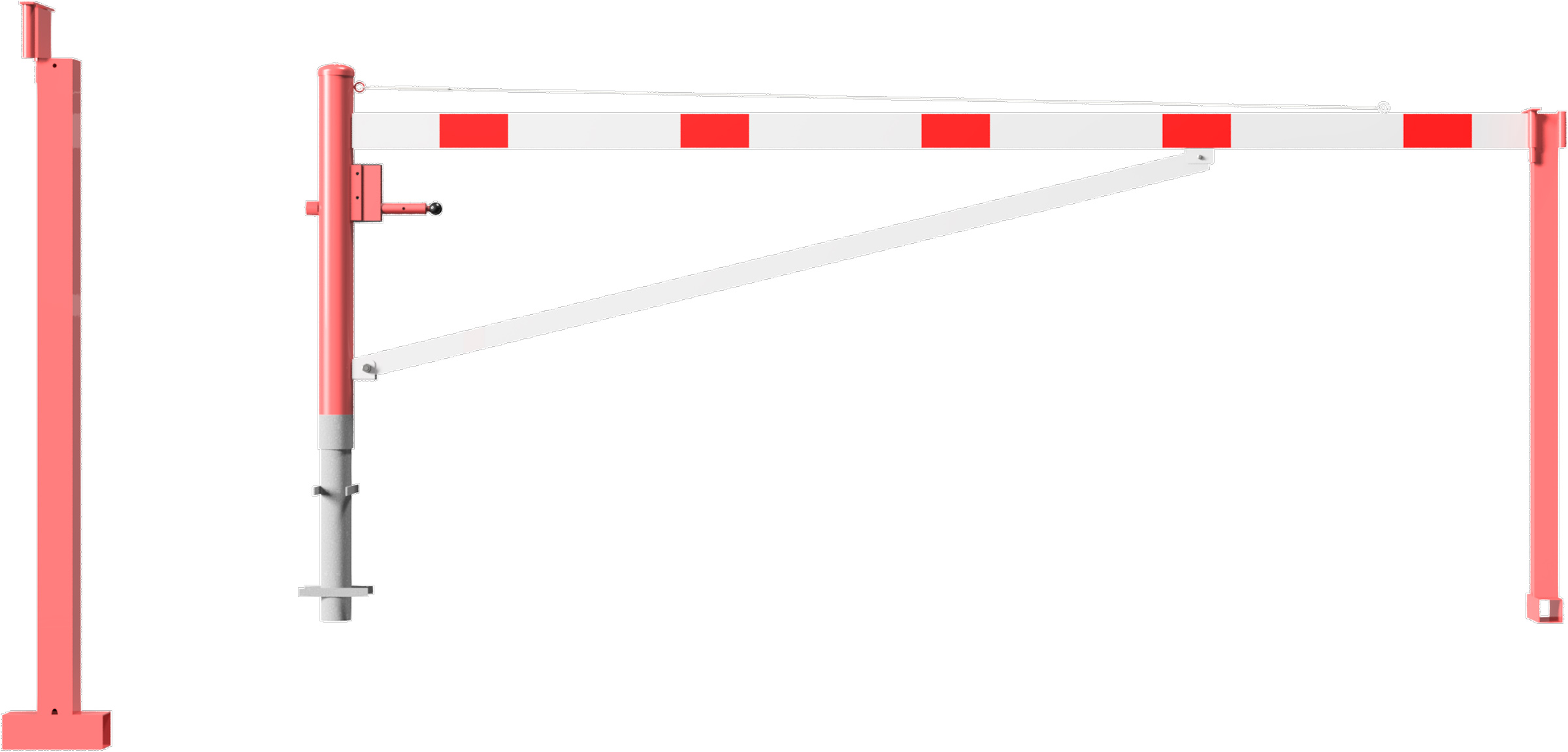 Schake Drehschranke mit Auflagestütze - Schrankenbaum 100 x 50 mm OED weiß | rot - 3500 mm