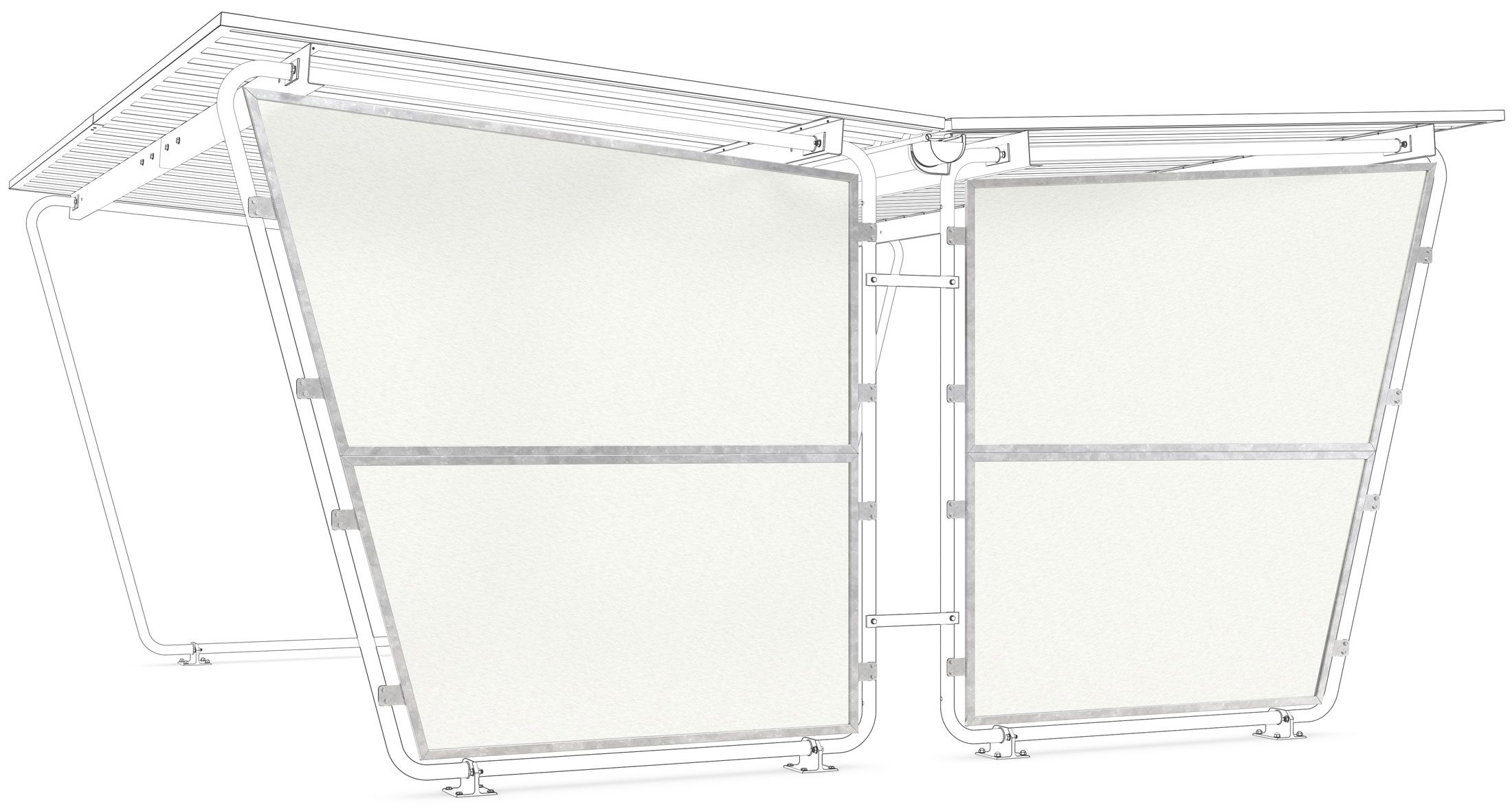 WSM Überdachung Siegen doppelseitig - S26-S29 Seitenwand Polyester rechts|links Seitenwand für Unterstand Siegen doppelseitig S26 bis S29 aus Polyester - beidseitig nutzbar (WSM-102001836) Bild-01