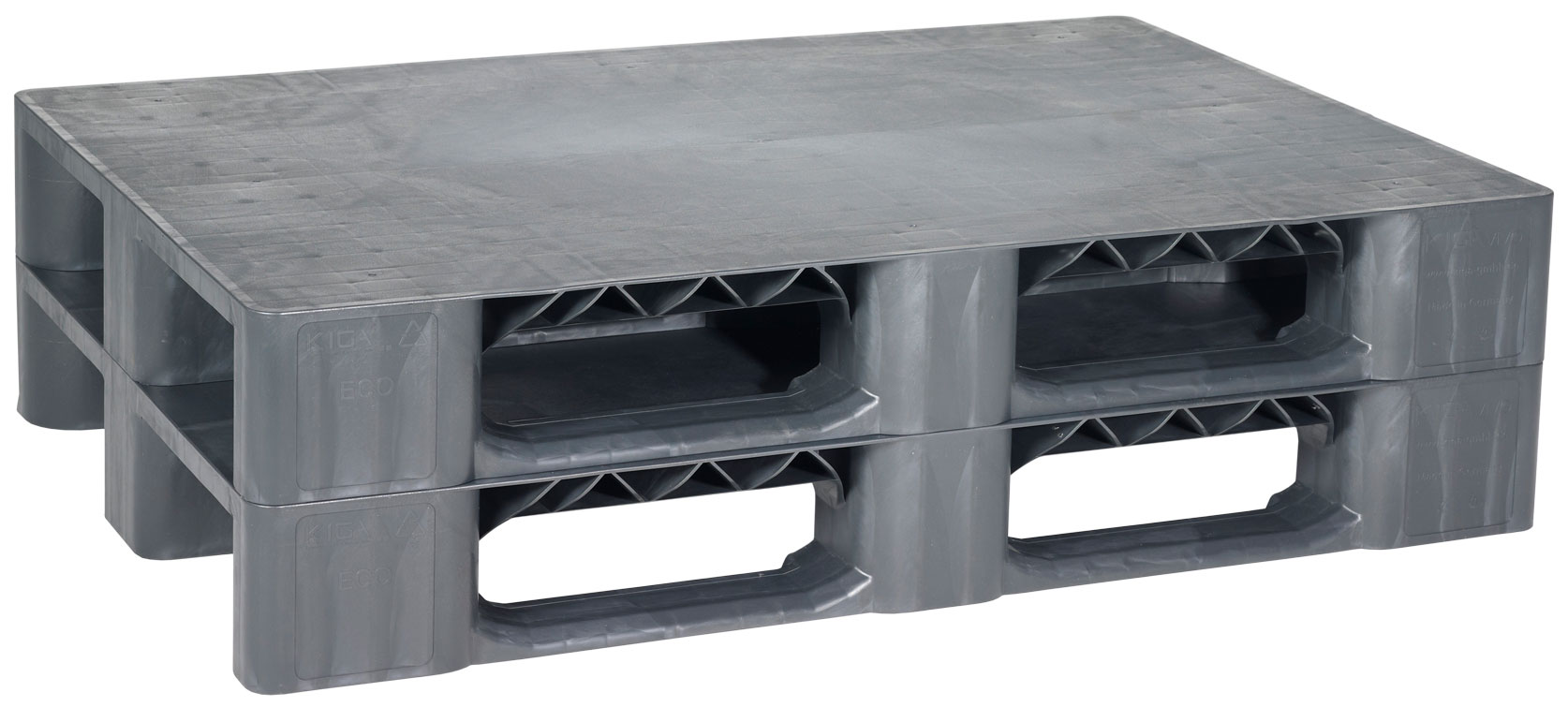 KIGA Universalpalette Vivo V1000 - 1200 x 800 x 155 mm GD - VPE 7 7 Stück Leichte Universalpalette PE - geschlossenes Deck | ohne Rand - Transportpalette Europalette Kunststoff (KI-V1000-GKN) Bild-01