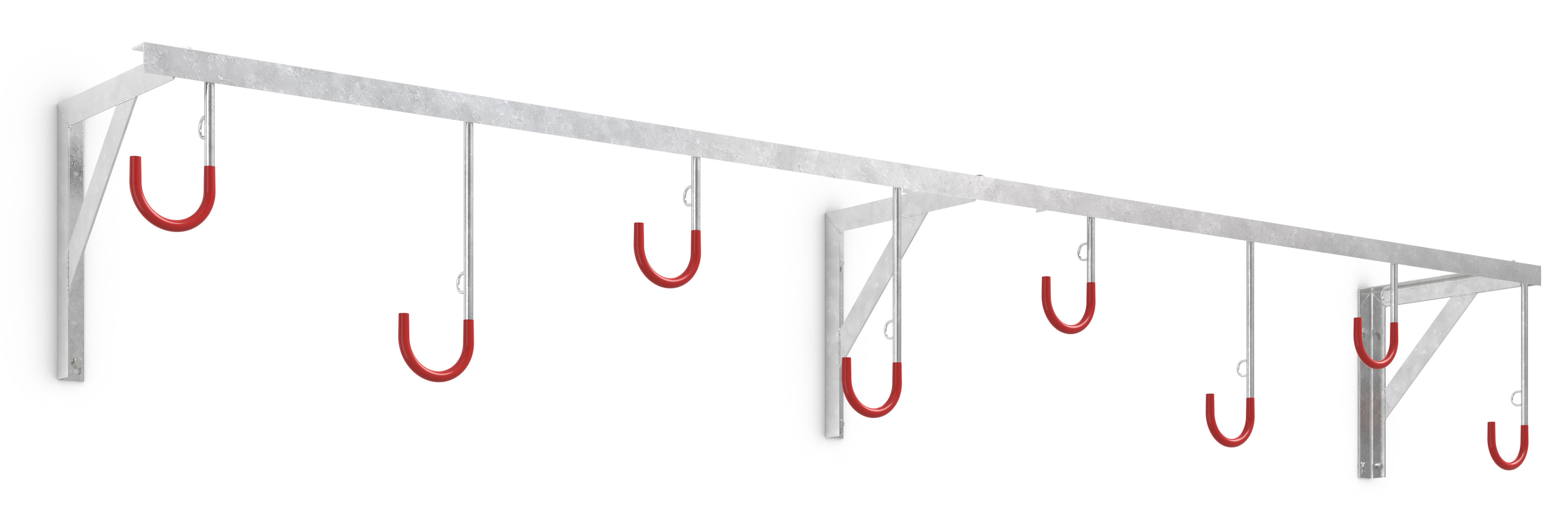WSM Fahrradhalter Wand-Hängeparker 3878 Stahl - 8 Einstellplätze Reihen-Hängeparker mit Befestigungsösen - ortsfest für Wandmontage Stahl verzinkt (WSM-105700089) Bild-01
