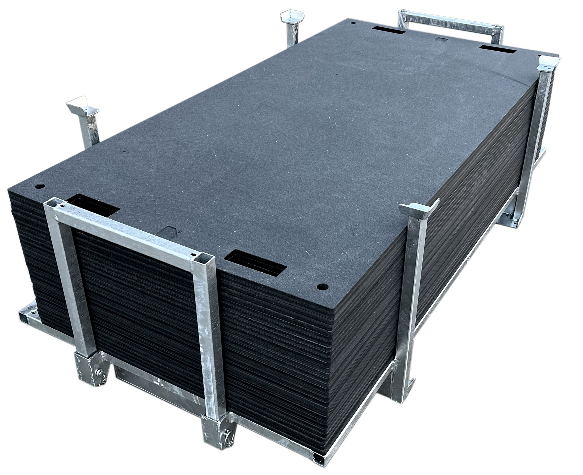 hawego Fahrplatten-Set Standard 15 mm - 60 m² 30 Schutzmatten Standard 2000 x 1000 x 15 mm | Transportbox | 40 Verbindungsklammern (HW-STD-2000-1000-15-RR-SET30) Bild-01