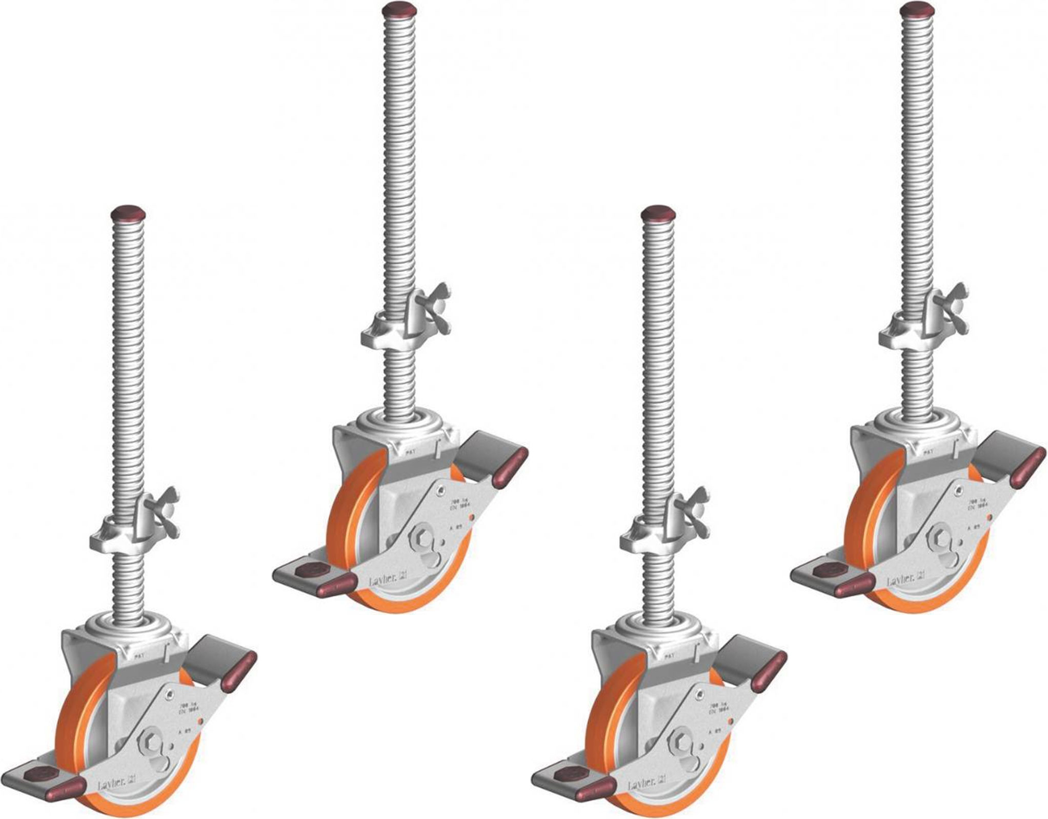 Layher Fahrgerüst Lenkrolle 700 spindelbar mit Polyurethanbelag - 4er Set