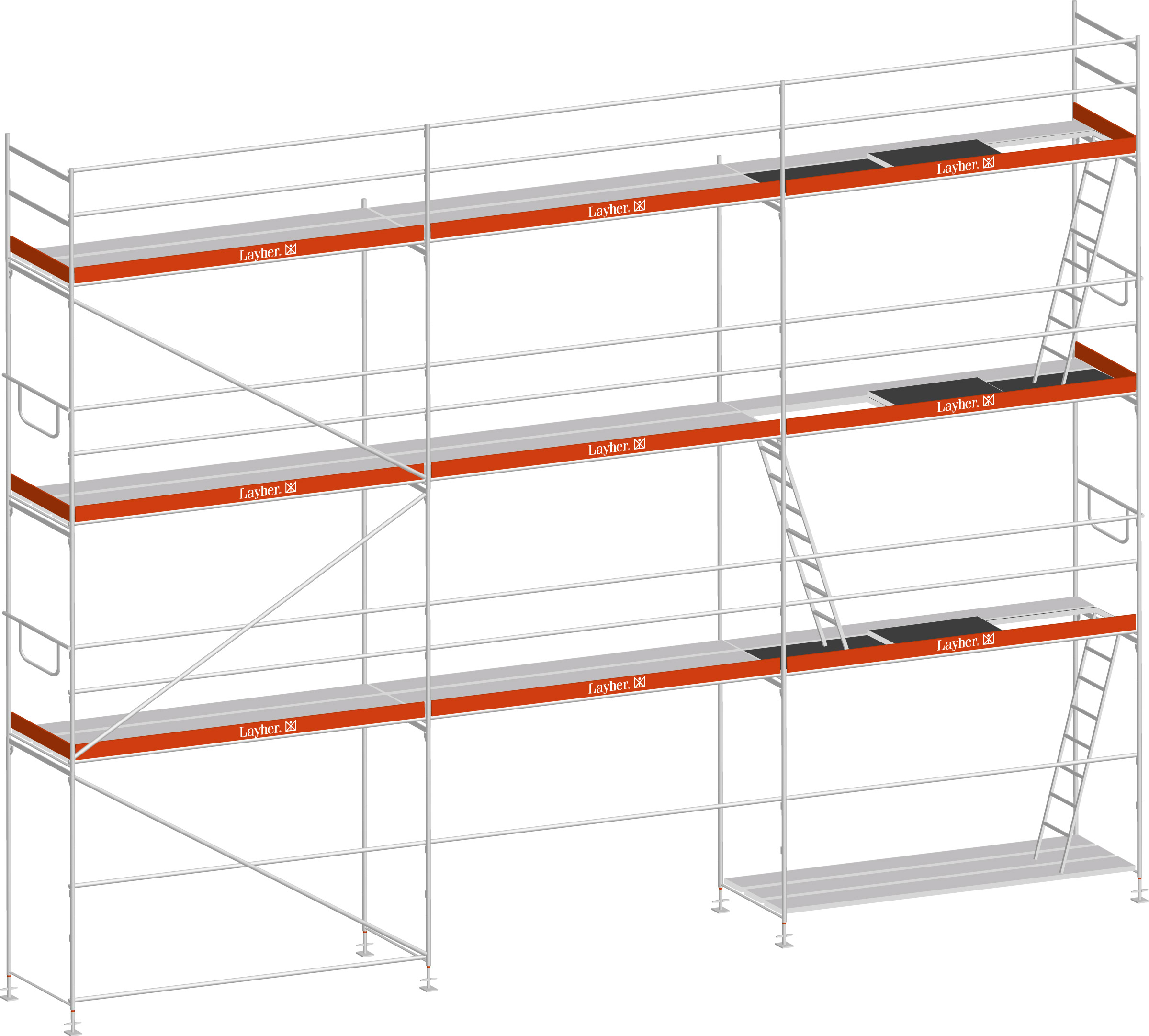 Layher Blitz Gerüst 70 Alu mit Stalu-Boden  75 m²