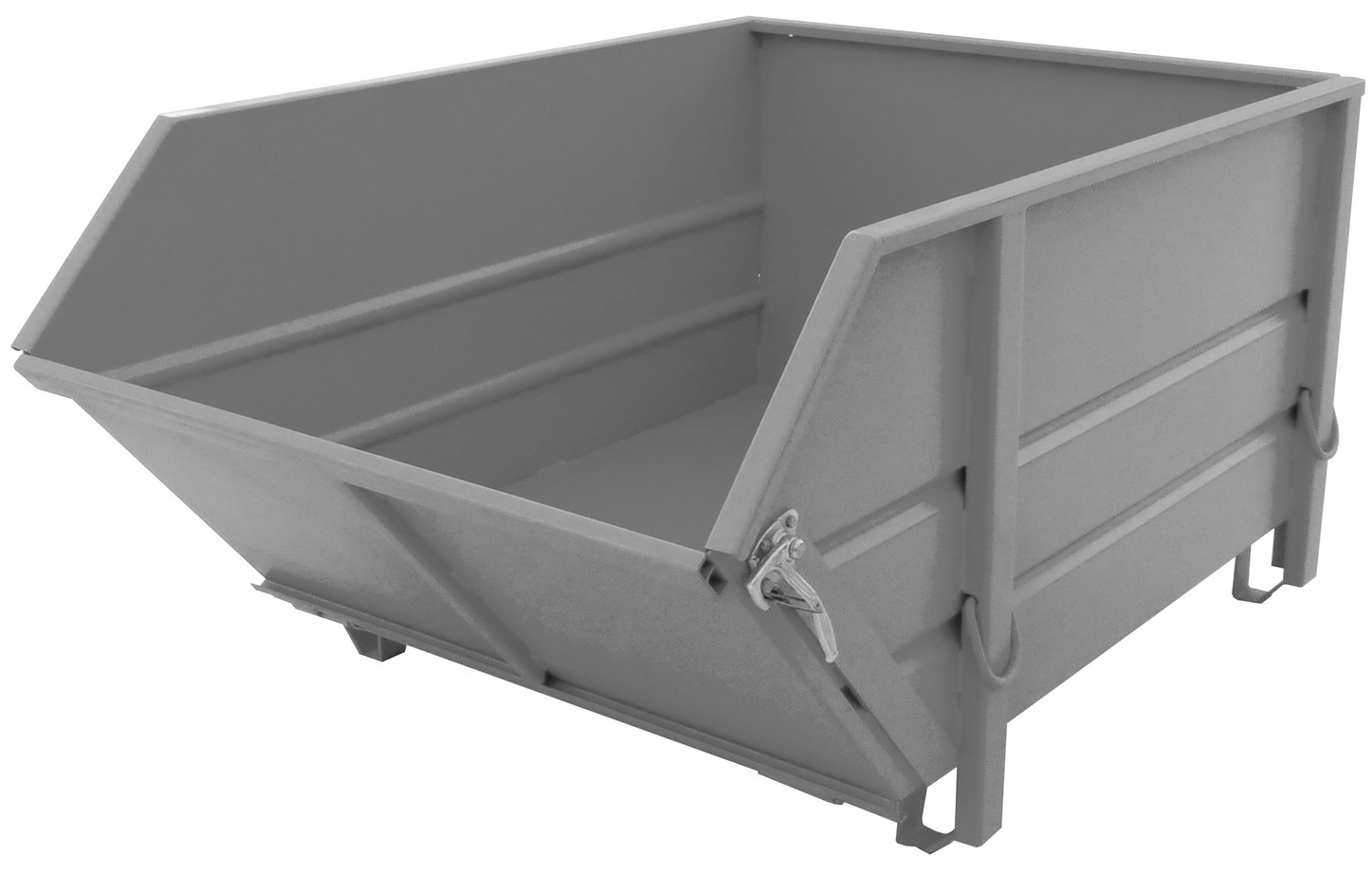 Bauer Baustoffbehälter BBK-100 - RAL 7005 Transportbehälter 1000 Liter für Kran mit klappbarer Schüttwand - Container mausgrau pulverbeschichtet (BA-4511-20-0000-5) Bild-01