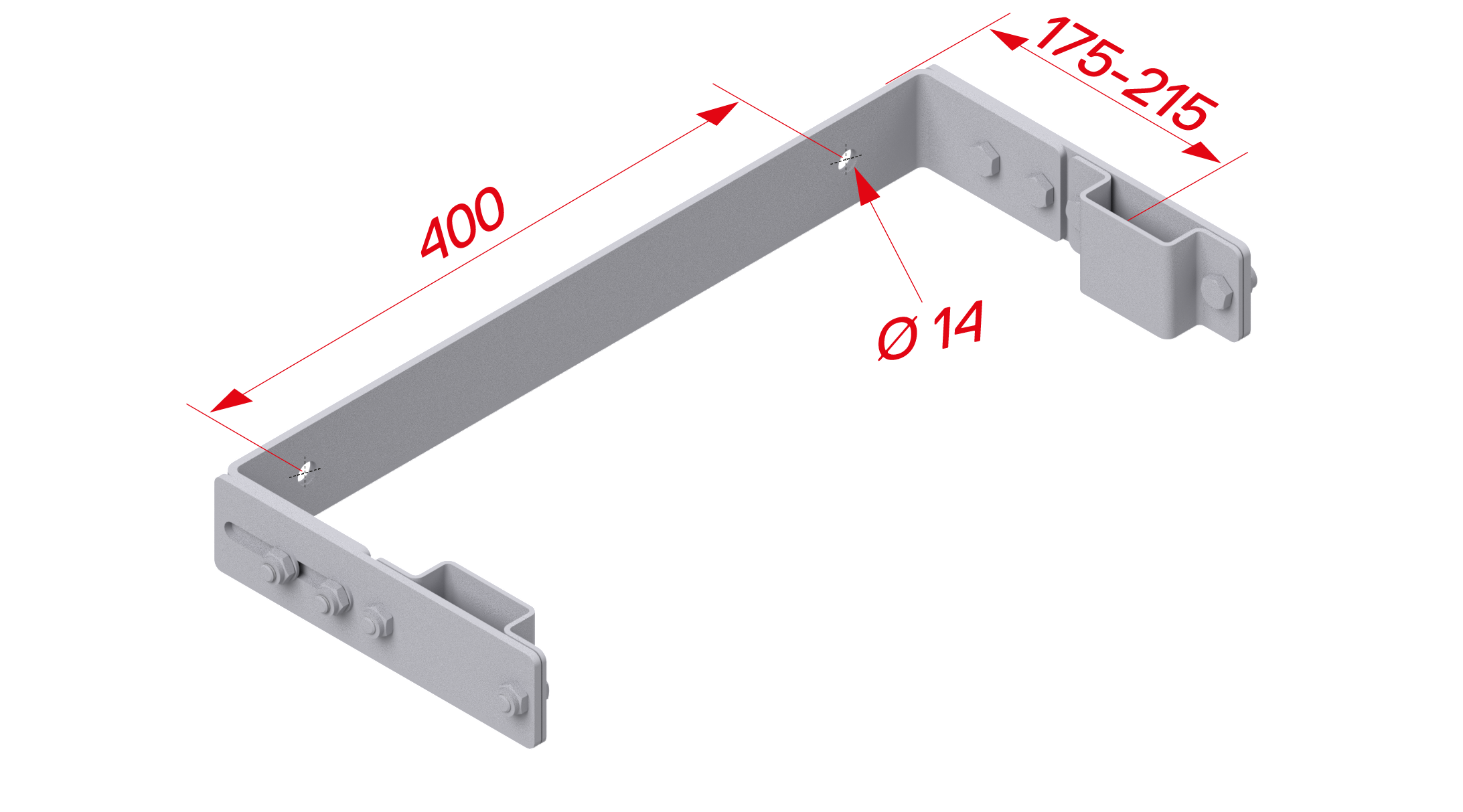 Hymer Steigleiter Stahl Wandhalter U-Form verstellbar 175 - 215 mm