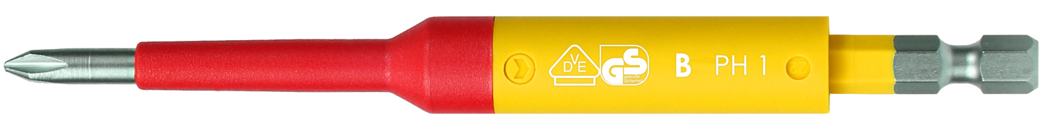 Felo VDE SAFETY Bit E 6,3 Phillips PH 1 x 125 IEC SAFETY Phillips Kreuz Schrauben Bit | Einsatzbereich bis 10.000 V geprüft nach DIN EN IEC 60900:2018 (FL-3110590) Bild-01
