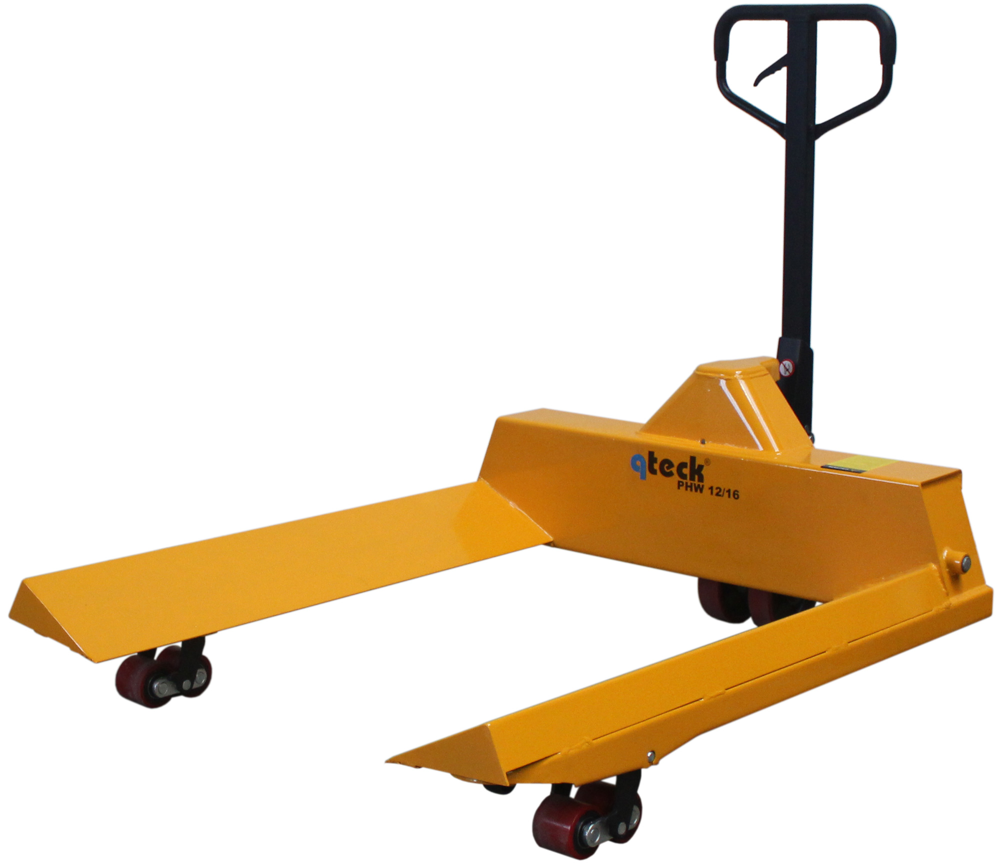 qteck Prismenhubwagen PHW12|16 - Gabellänge 1150 mm - Rollenware Ø 1200-1600 mm Rollenhubwagen Traglast 2000 kg - Gabelhubwagen für Spulen mit Ø 1200-1600 mm (QT-27PHW12001600) Bild-01