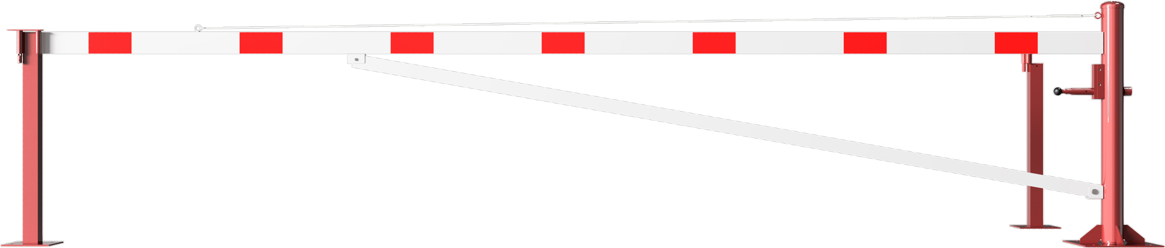 Schake Drehschranke mit Auflagestütze - Schrankenbaum 100 x 50 mm ODV weiß | rot - 5000 mm