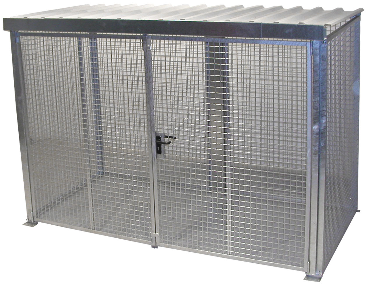 Bauer Gasflaschen-Container Stahl GFC-M4|D-DF Gasflaschenlager für 78 Flaschen Ø 230 mm - mit Dach und Doppelflügeltor - Stahl verzinkt (BA-4477-23-0000-7) Bild-01