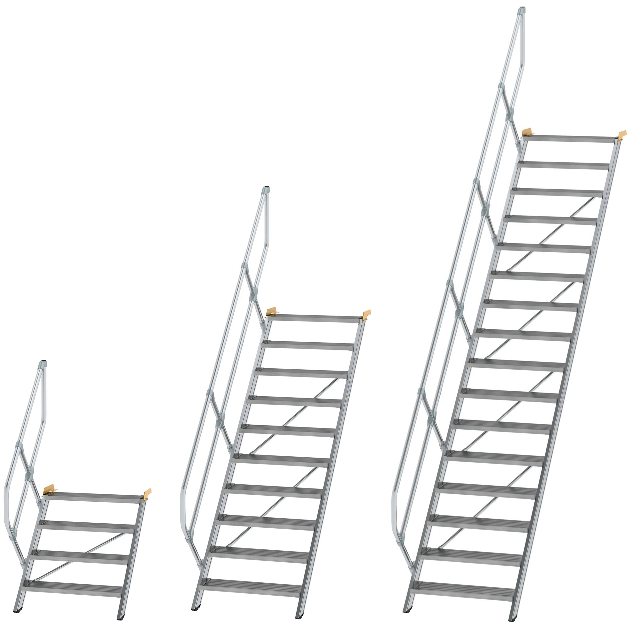 Günzburger Treppe 45° - 800 mm breit - mit einem Handlauf Alutreppe mit Stufenbreite 800 mm - Stufenausführung Alu gerieft (GB-C-600264) Bild-01