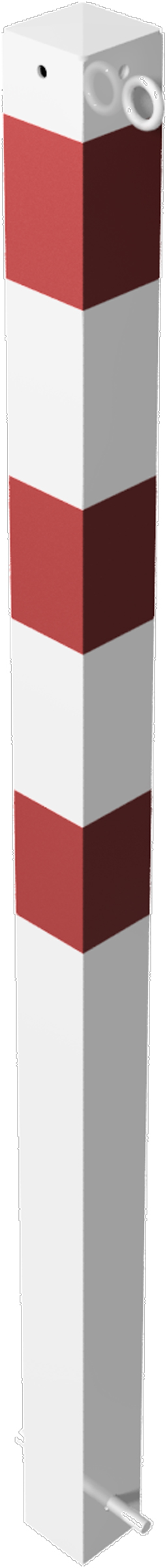 Schake Absperrpfosten OE 70 x 70 mm mit 2 Ösen weiß | rot