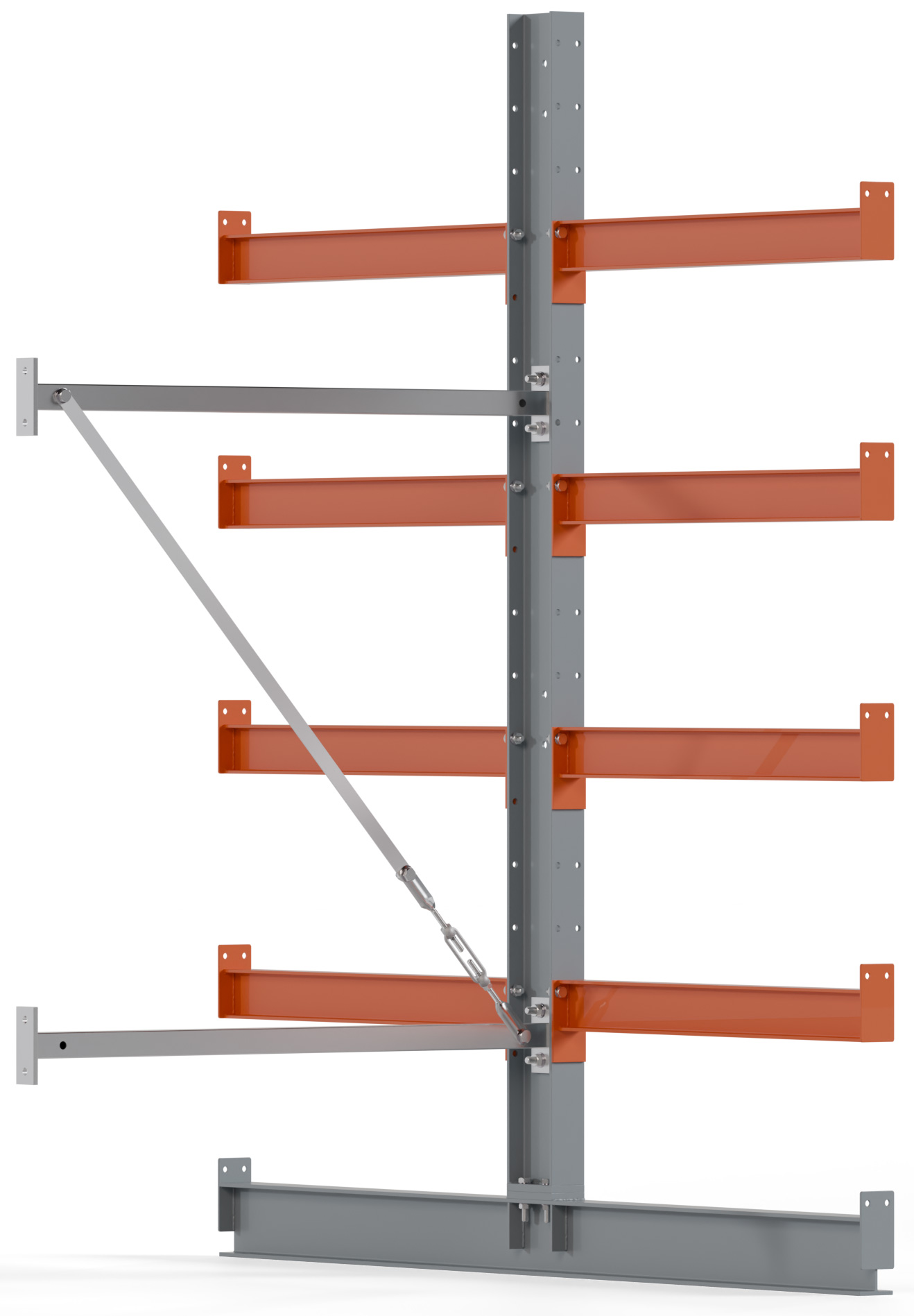 Regalwerk KARL BASIC 1350 Kragarmregal doppelseitig Anbaufeld 2000 x 1000 x 800 mm Lagerregal mit Kragarmlast 550 kg | Ständerlast 1350 kg - 5 Ebenen | Kragarme frei verstellbar (RW-B6-50111-80) Bild-01