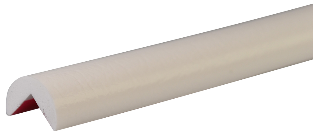 Knuffi Eckschutzprofil Typ A Ø 40 mm weiß PU - 1,00 m Standard Warnschutz Profil Rundprofil mit Winkelaussparung aus Polyurethan - Eckprofil einfarbig mit selbstklebenden Kanten (SM-PA-10310) Bild-01